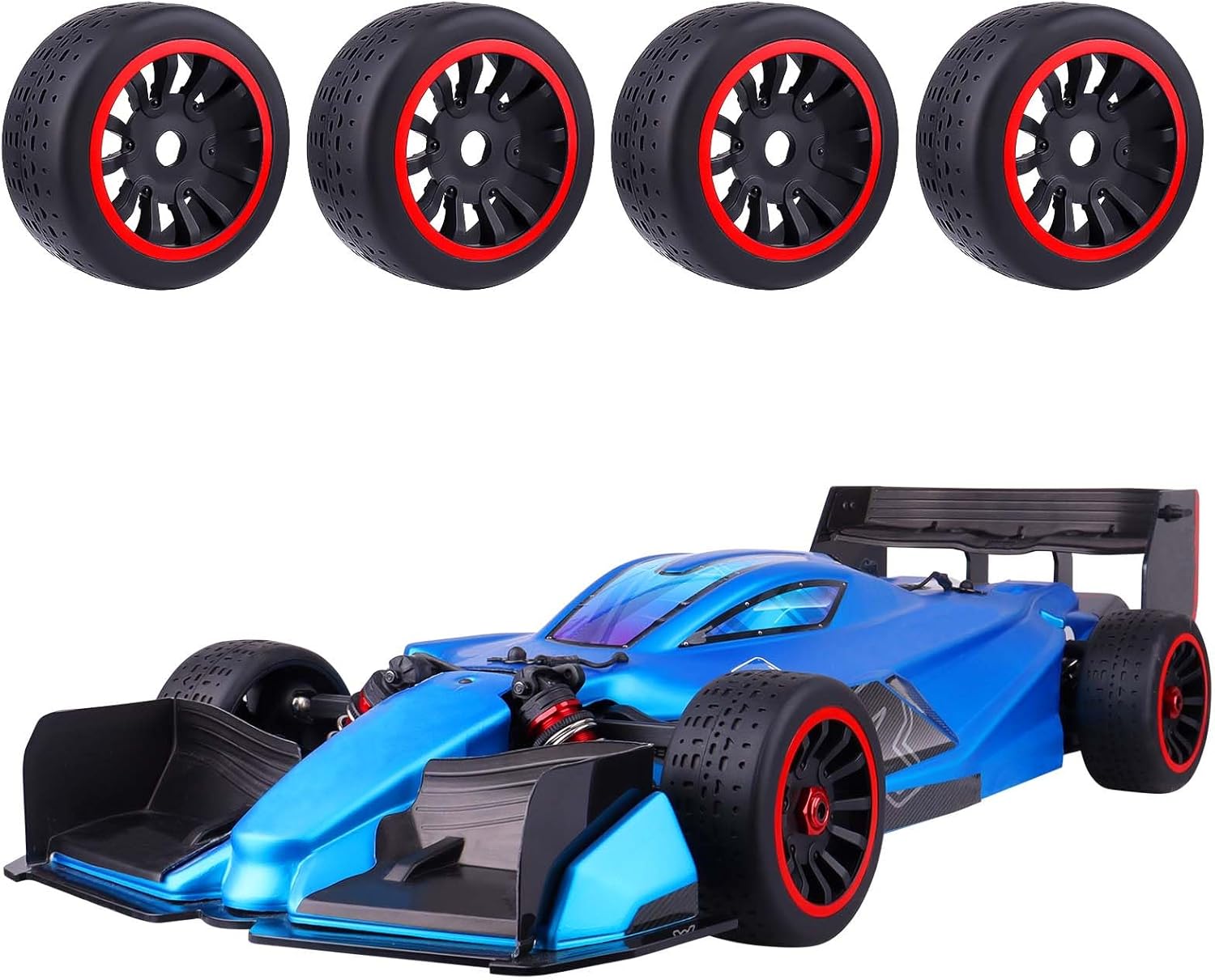 HobbyPark 17mm Hex Pre-Glued 42/100 2.9 Belted Tires and Wheels RC Street Tire with Foam Inserts for 6s High Speed Runs fit for 1/7 Arrma Infraction Felony 6S BLX Limitless 1/8 Typhon 6S 3S (Set of 4)
