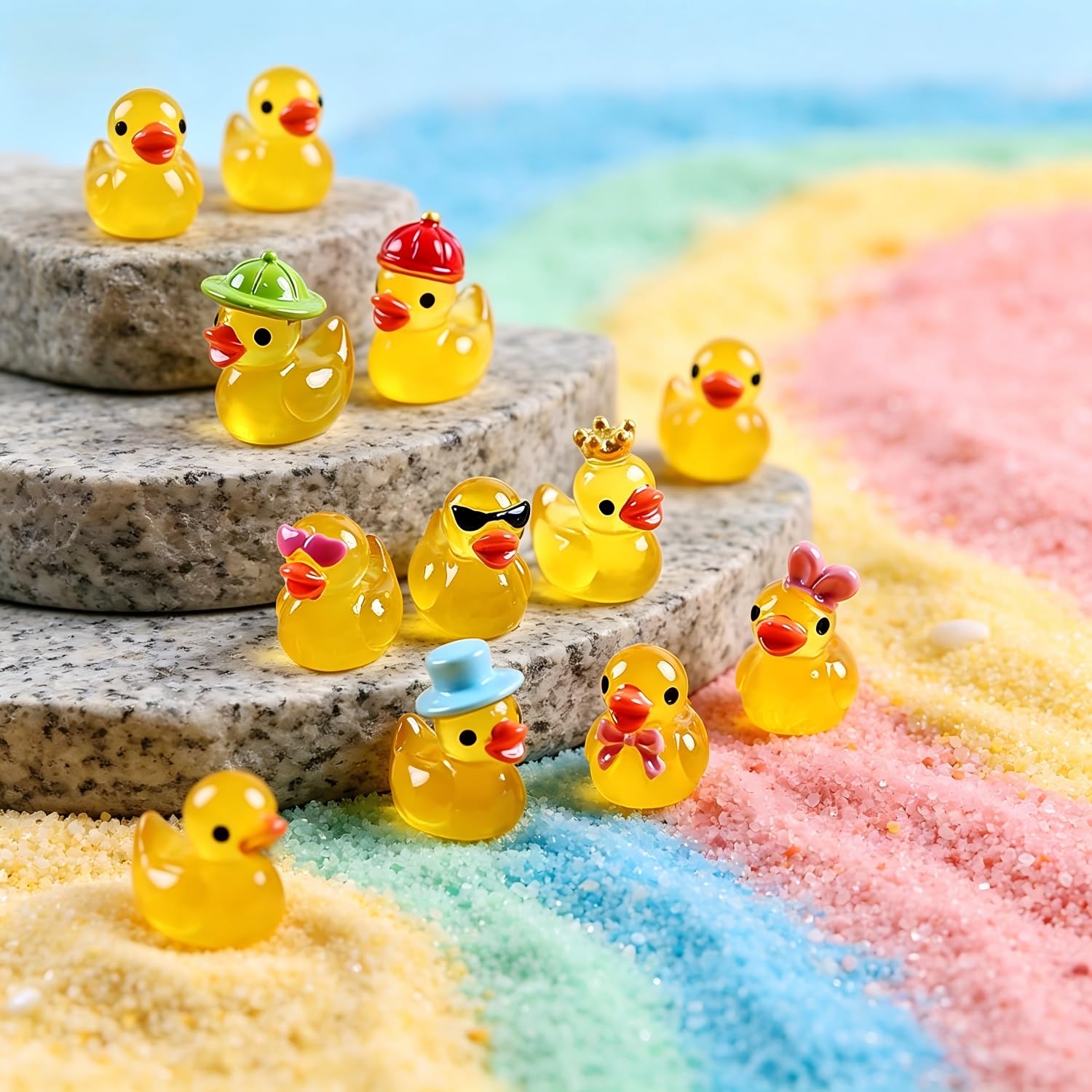 40 sztuk mini figurek z żywicy syntetycznej, realistyczna miniaturowa dekoracja kaczek, małe zwierzęta ogrodowe do ogrodu wróżek, sukulentów, mikrokrajobrazu, terrarium i dekoracji stołu