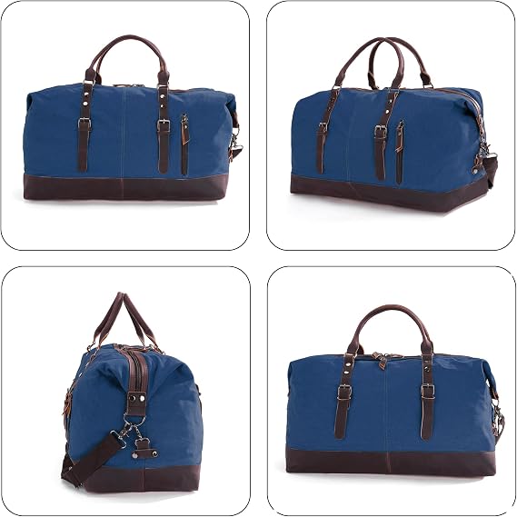 Weekender Travel Bag for Men & Women, Large Overnight Duffle Carry On Bag with Easy-Grip Handles, Gym Tote for Work, Weekend Trips, Sports (Blue)
