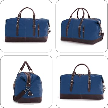 Weekender Travel Bag for Men & Women, Large Overnight Duffle Carry On Bag with Easy-Grip Handles, Gym Tote for Work, Weekend Trips, Sports (Blue)
