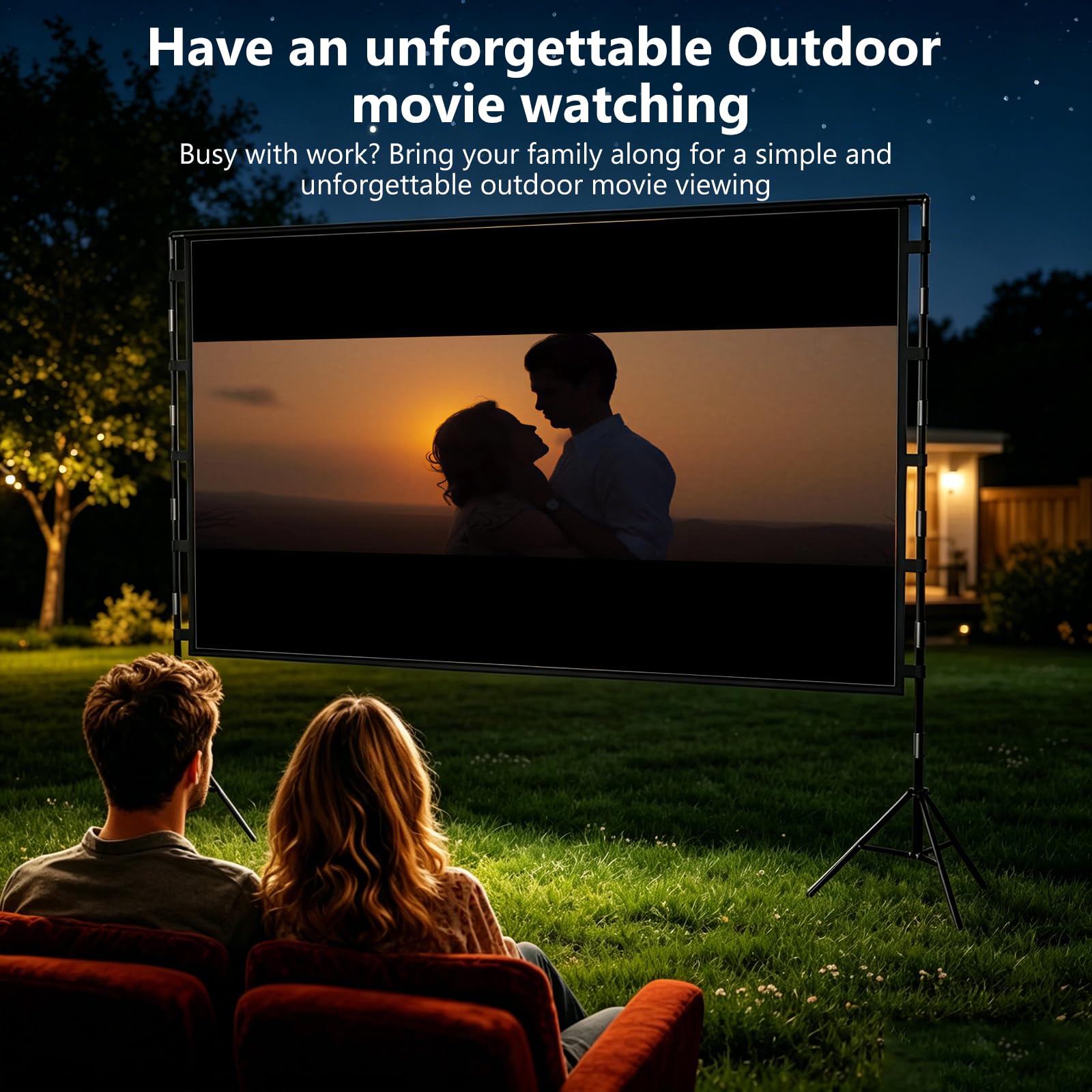 100" Écran de Projection avec Support pour Intérieur, Extérieur, Anti-Rides