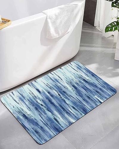 Alfombra de baño contemporánea azul para bañera, antideslizante, de secado rápido y absorbente, tierra de diatomeas, fregadero, cocina, sala de