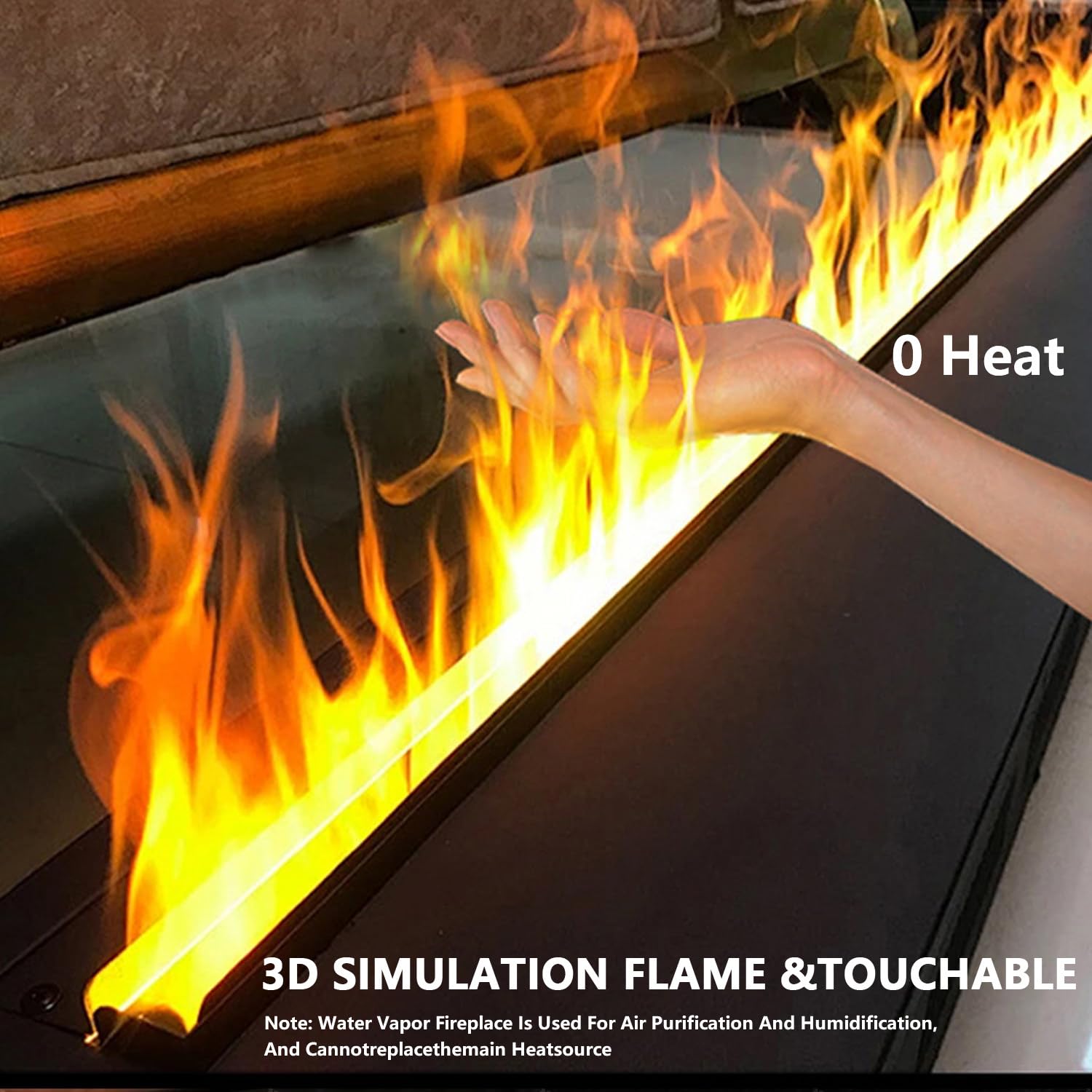 Chimenea inteligente de vapor de agua 3D con control remoto, 9 colores de llama, panel táctil, recarga automática