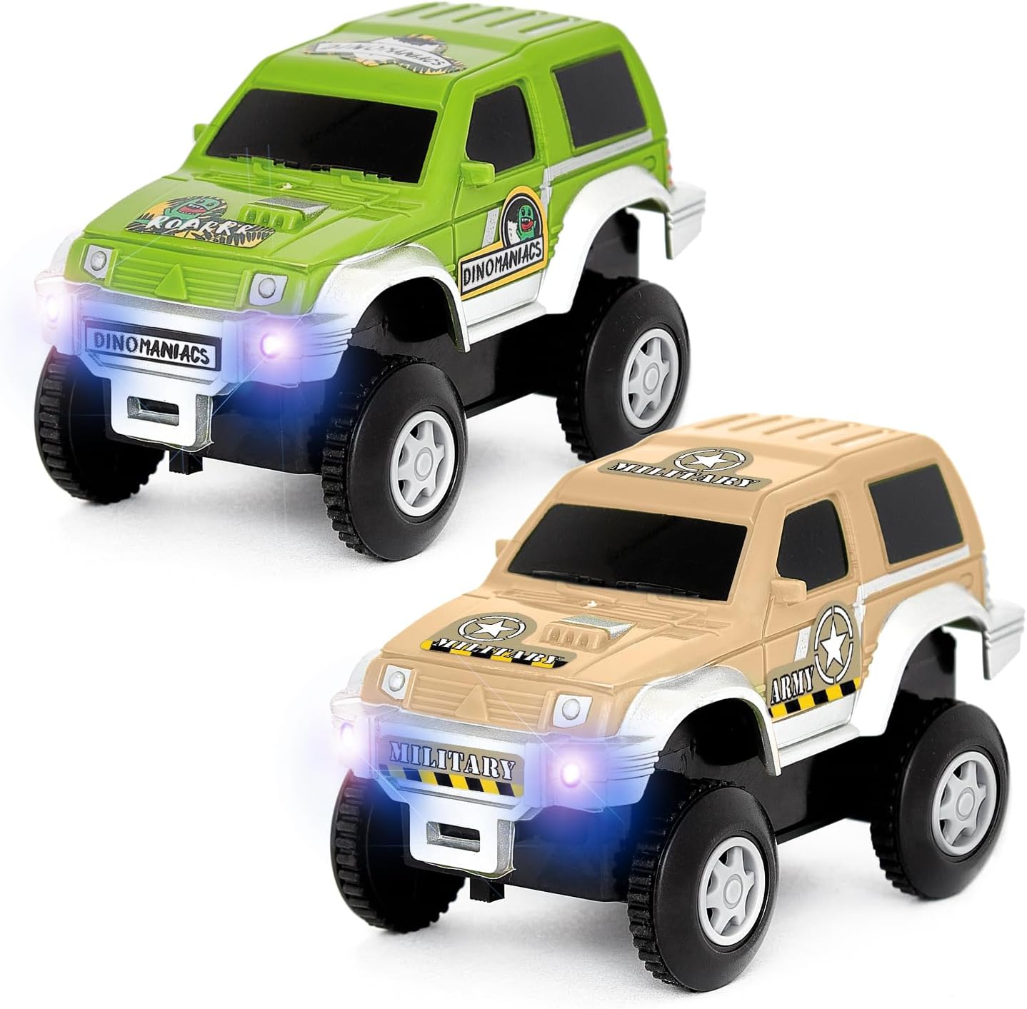 JITTERYGIT Replacement Cars for Tracks - Extra Race Car Accessories for Dinosaur Race Track & Train Toy Gift - Compatible with Most Tracks for Kids Boys and Girls (2 Jeeps Pack)