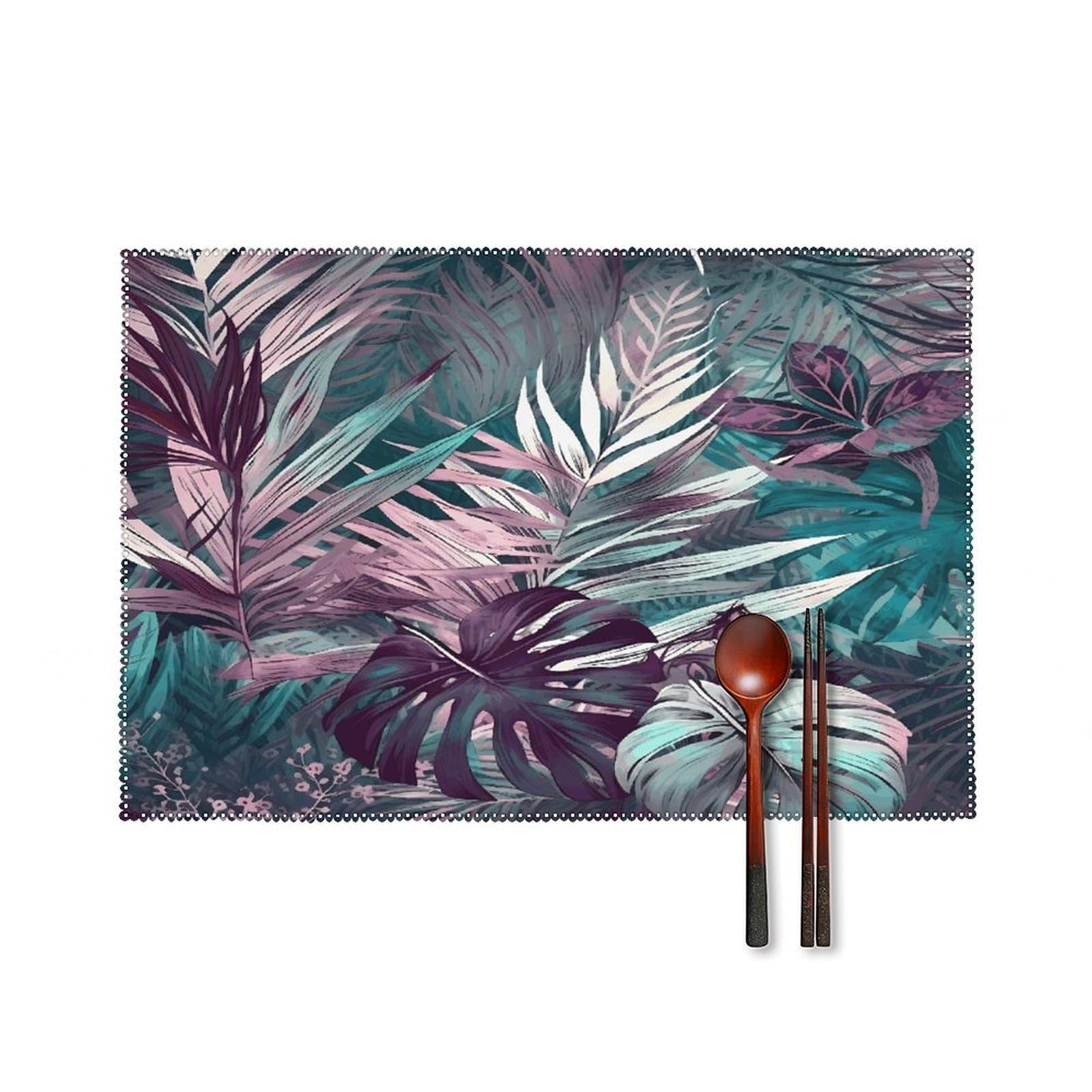Fekiloot Style Palm Leaf Pattern Placemats Set Of 6,Table Mat