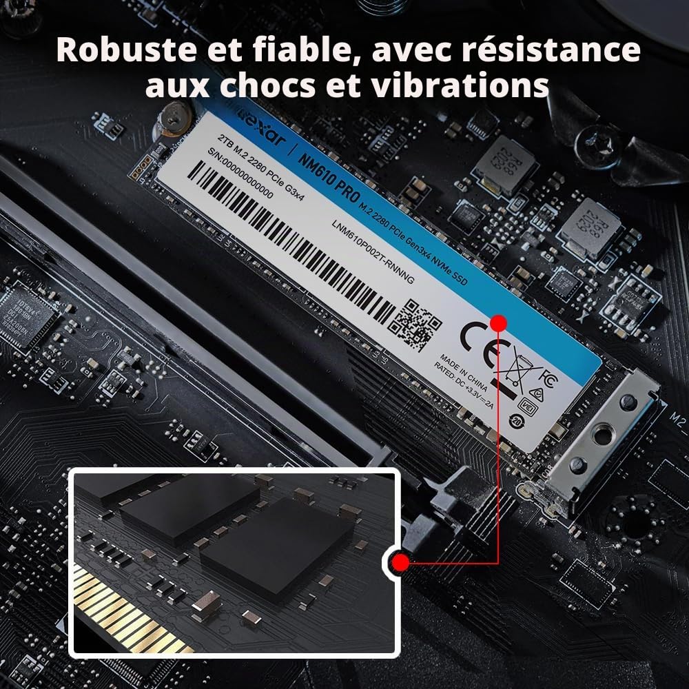 Disque SSD Lexar NM610 Pro 500Go - NVMe M.2 Type 2280