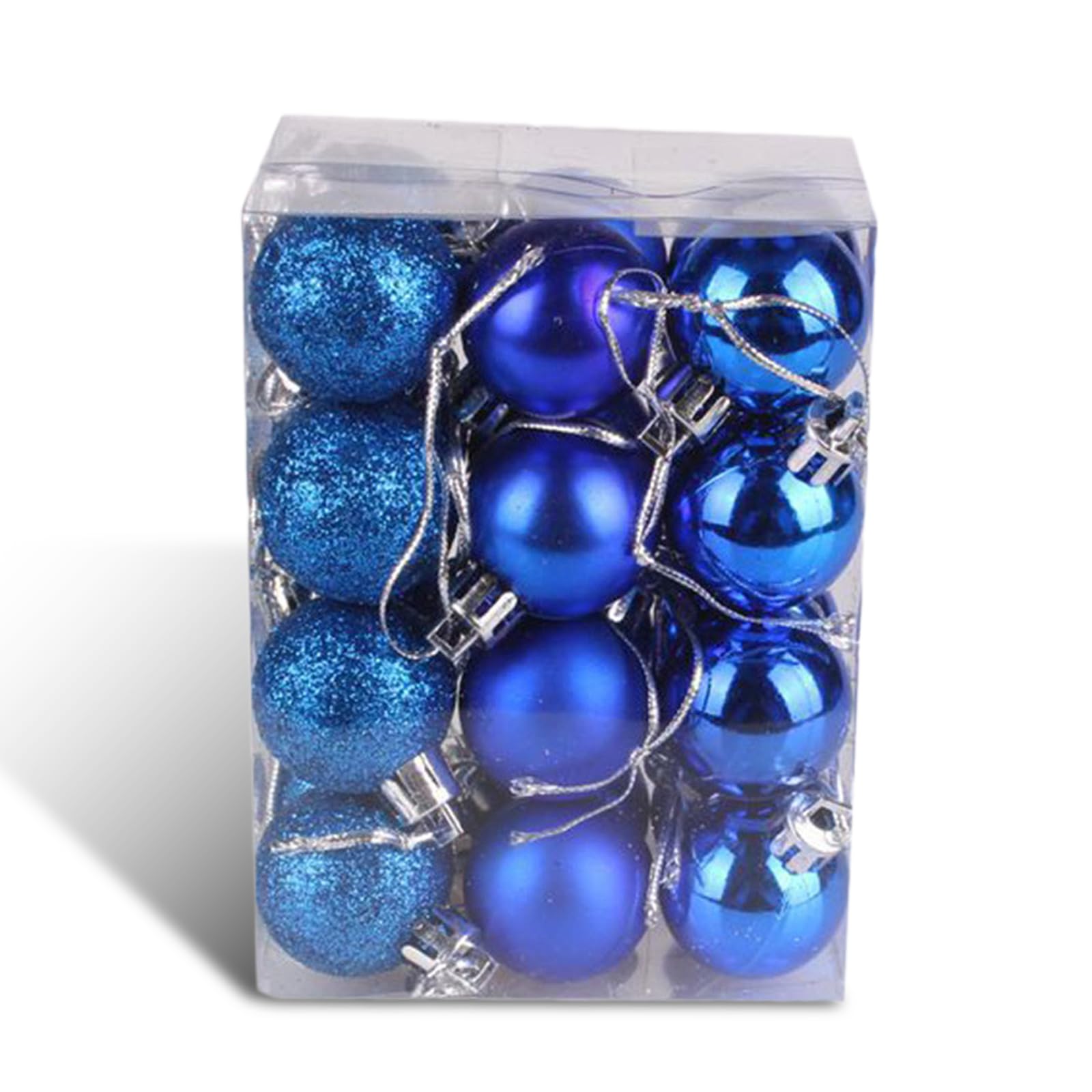 24pcs Shatterproof Christmas Ornaments for Tree Decorating, 1.2" Mini Plastic Xmas Balls with Pre-Attached Hanging Loops, Quick-Decorate Set for Holiday, Home, Party, Wedding (Blue)