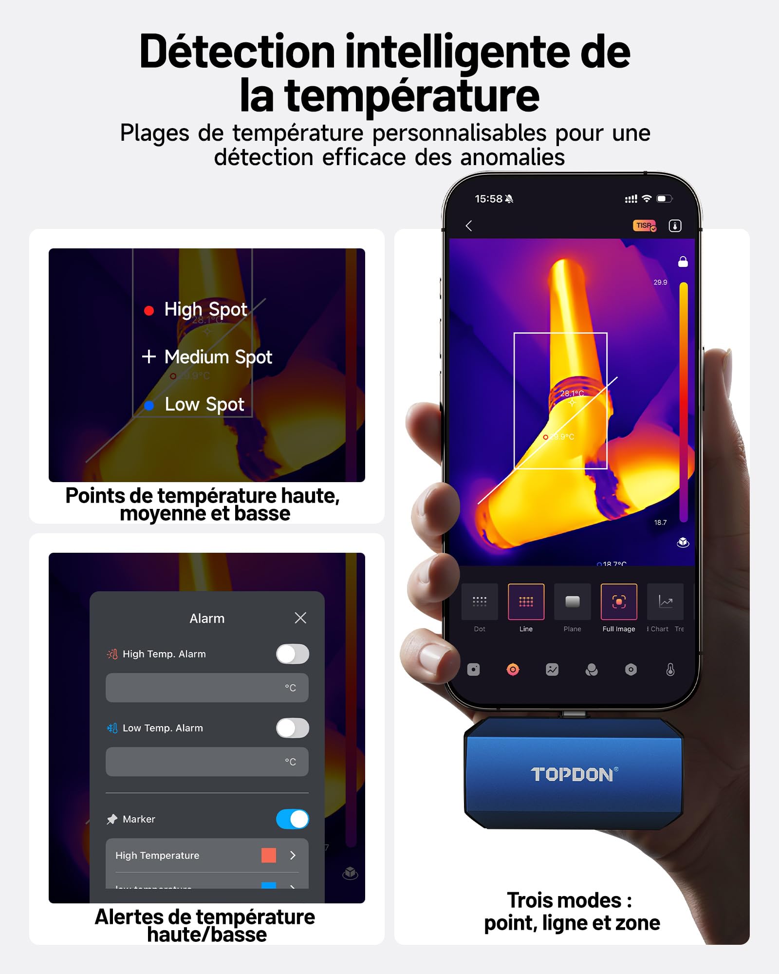 TOPDON Caméra Thermique TC001 Max pour Android iPhone, Résolution 512×384 avec Caméra Visuelle 1,5MP, -20℃-550°C, 25Hz, Caméra Infrarouge à Double Objectif pour Inspection de Maison, Fuites et CVC