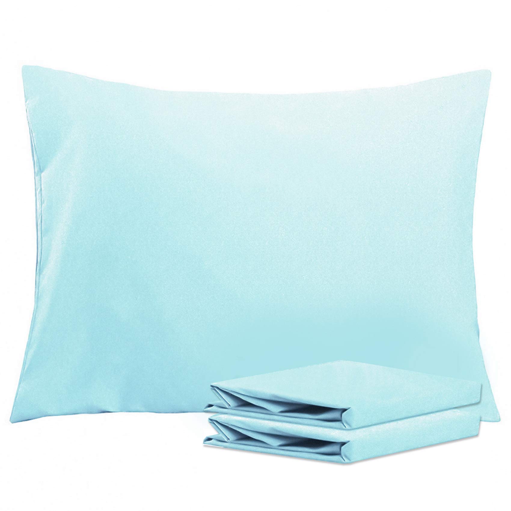 NTBAY Standard Microfiber Pillowcases, 2 Pack, 20 x 26, Aqua | Soft Brushed Microfiber with Envelope Closure, Set of 2 Standard 20 x 26 Inch Pillowcases, Pillow Inserts Not Included