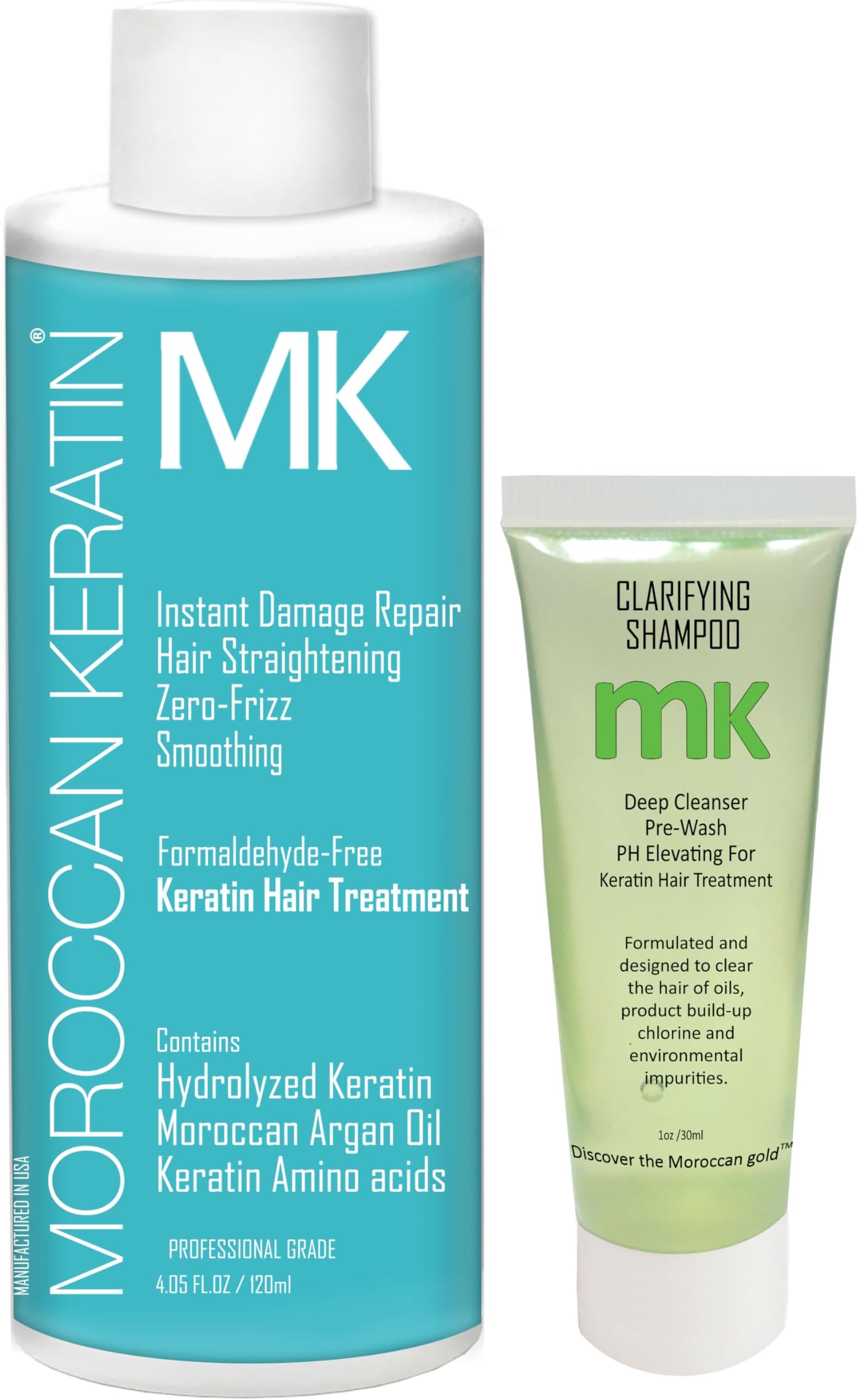 MK Moroccan Keratin Express Straightening Formaldehyde-Free Brazilian Keratin Hair Treatment Kit Naturally Boosted Organic Looking Results Keratina Para Alisar El Pelo