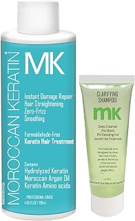 MK Moroccan Keratin Express Straightening Formaldehyde-Free Brazilian Keratin Hair Treatment Kit Naturally Boosted Organic Looking Results Keratina Para Alisar El Pelo