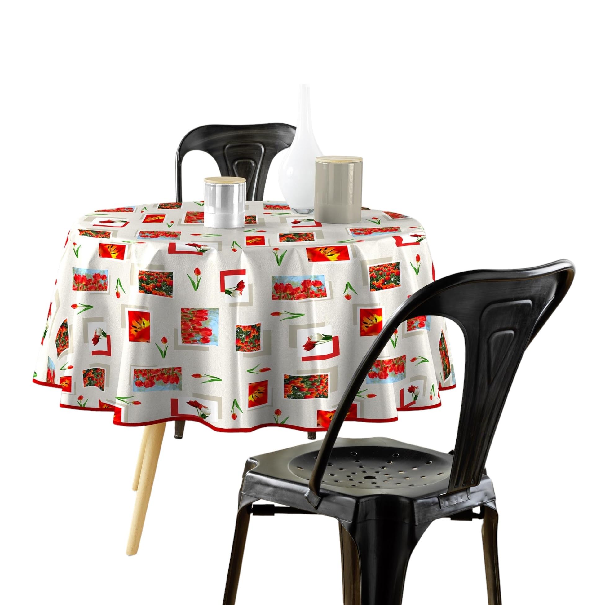 Douceur d'Intérieur, Round Tablecloth (Diameter 160 cm) Tulip, PVC Photoprint