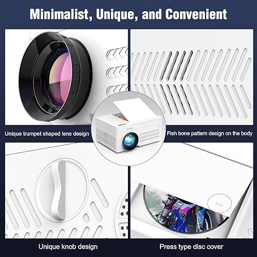 Miniatura 8 de TMY Proyector Bluetooth con reproductor de DVD integrado, mini proyector de 9500 lúmenes 1080P, proyector de DVD portátil para películas al aire
