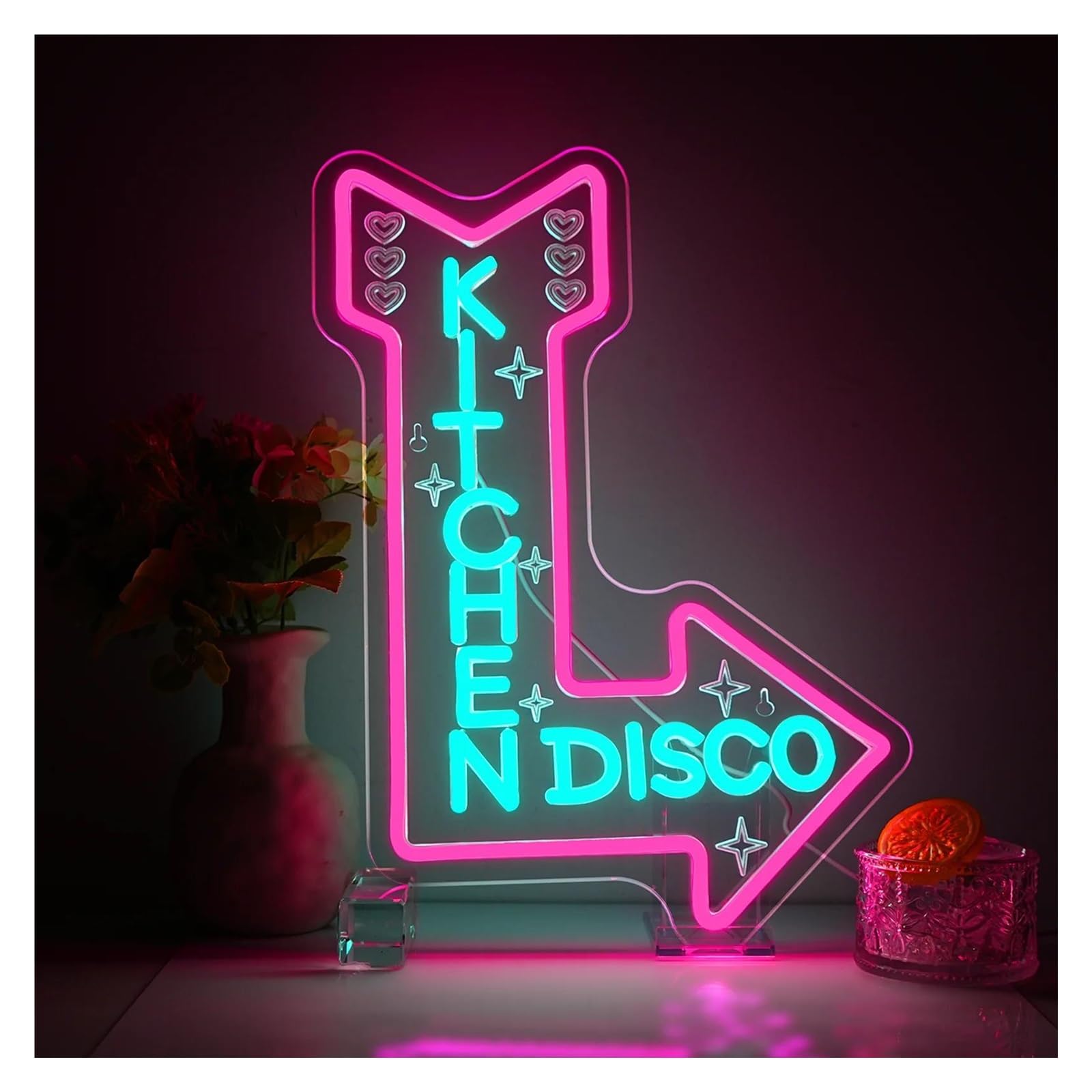 SHOUXI Sign Lamp Kitchen Disco Neon Signs for Wall Decor USB Powered Dimmable Switch for Home Party Office Kitchen 36х50cm