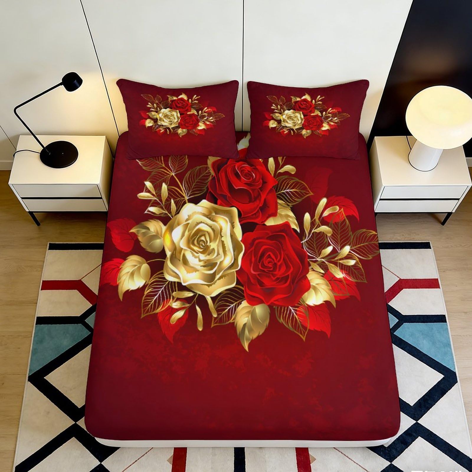 3D Printed Skull Native Pattern Fitted Sheet Microfiber Deep Pocket Non-Slip Bedroom Full Wrap Mattress Fitted Cover Washable for Adults 200x200x25cm