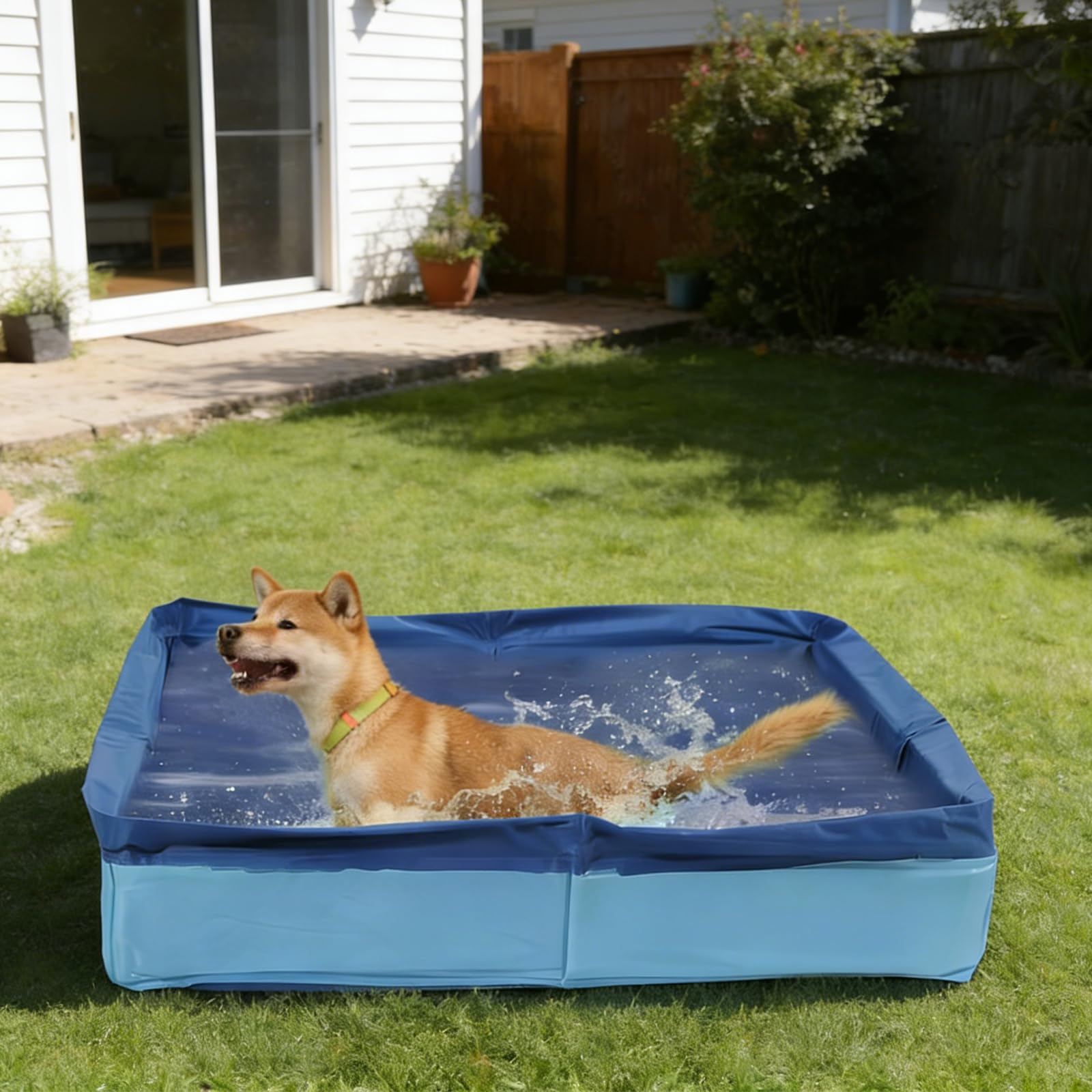 2 Stück Hundepool Faltbar,Faltbarer Haustierpool Schwimmbecken 50x50x10cm | faltbares planschbecken kleine hunde katzen haustiere hundepool hundebadewanne mini Hunde pool klappbar schwimmbecken