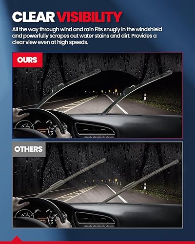 Miniatura 6 de Fácil de instalar y visibilidad superior en la carretera Limpiaparabrisas de repuesto de 24 + 19 pulgadas con bloqueo superior, limpiaparabrisas