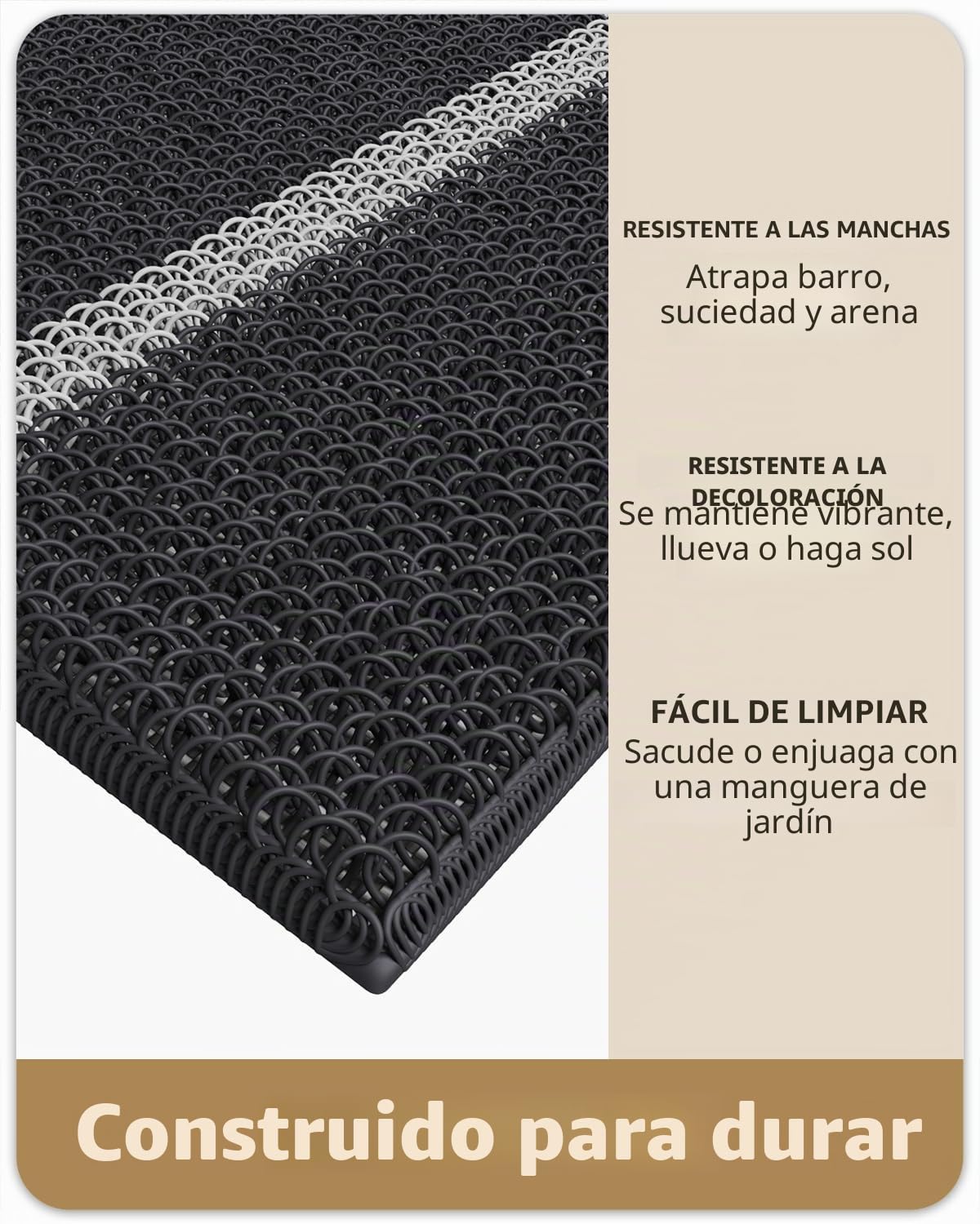 Color G Felpudo Entrada Casa, Felpudo Exterior Impermeable, Alfombra Entrada Casa Lavable Atrapar Suciedad, Alfombrilla Antideslizantes Cuidado Fácil para Exterior, Pasillo (60x120 cm, Negro)