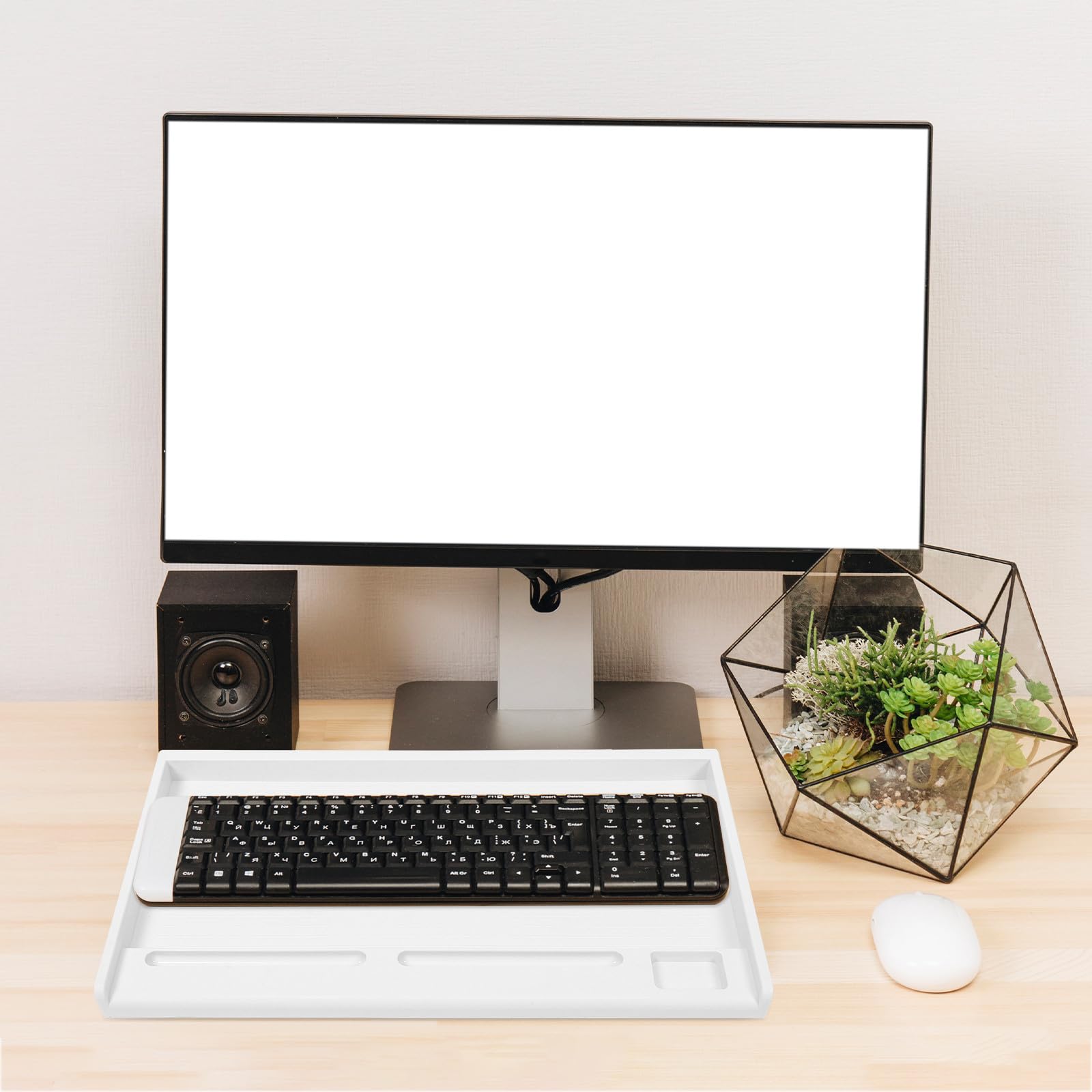 Ausziehbare weiße Schreibtisch-Tastaturablage – verstellbare Plattform für Heimbüro, ergonomische Aufbewahrungslösung, stilvolles Schreibtischzubehör für Komfort und Nization