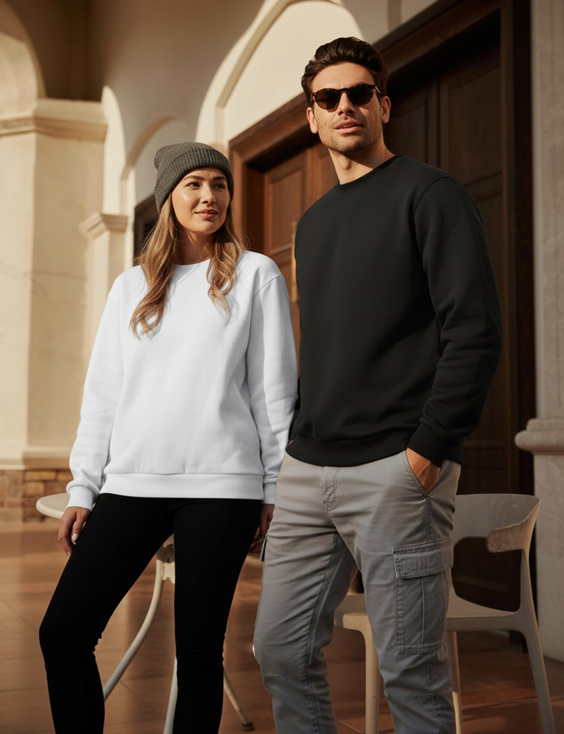 MAGCOMSEN Hombres Clásico Sudaderas sin Capucha Forro | Polar Pullover Invierno Manga Larga Running Jumper Suéter