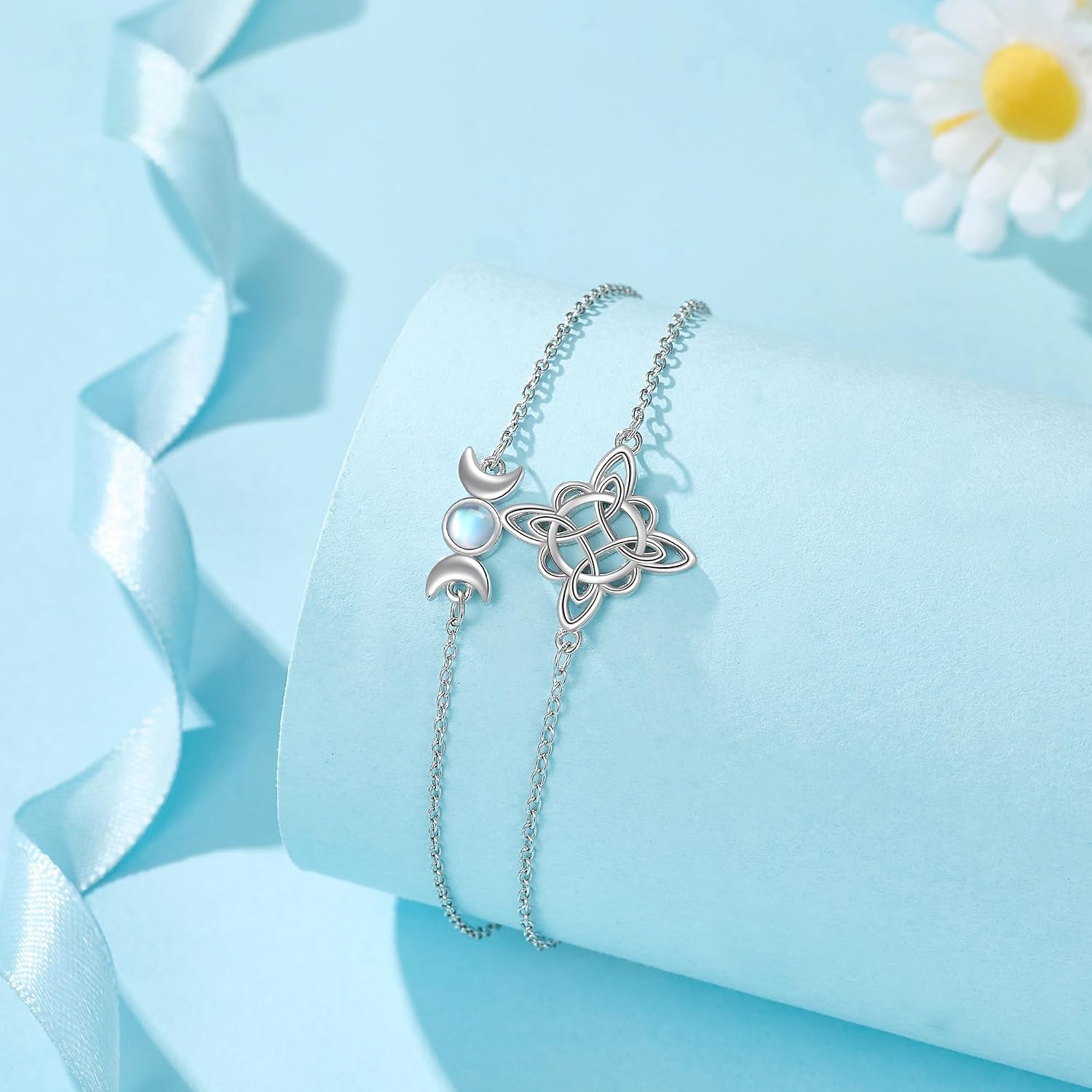 Witches Knot Bracelet Sterling Silver Celtic Knot Bracelet Wicca Jewelry for Women
