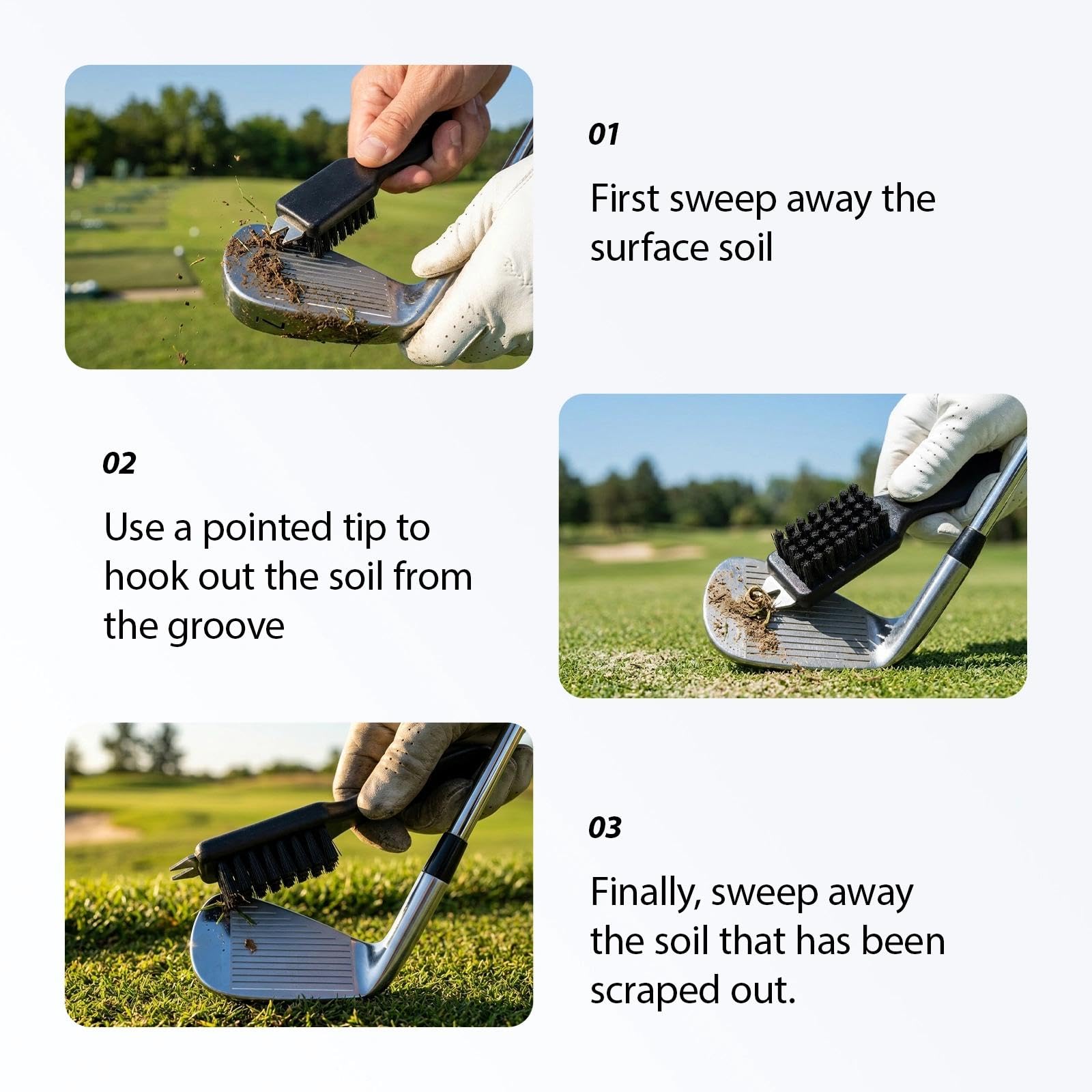 HH-Eason Reinigungsbürste für Golfschläger und Golfschuhe, langlebig, Griff zum Entfernen von Schmutz und Schlamm, Shoe Brush and Club Brush