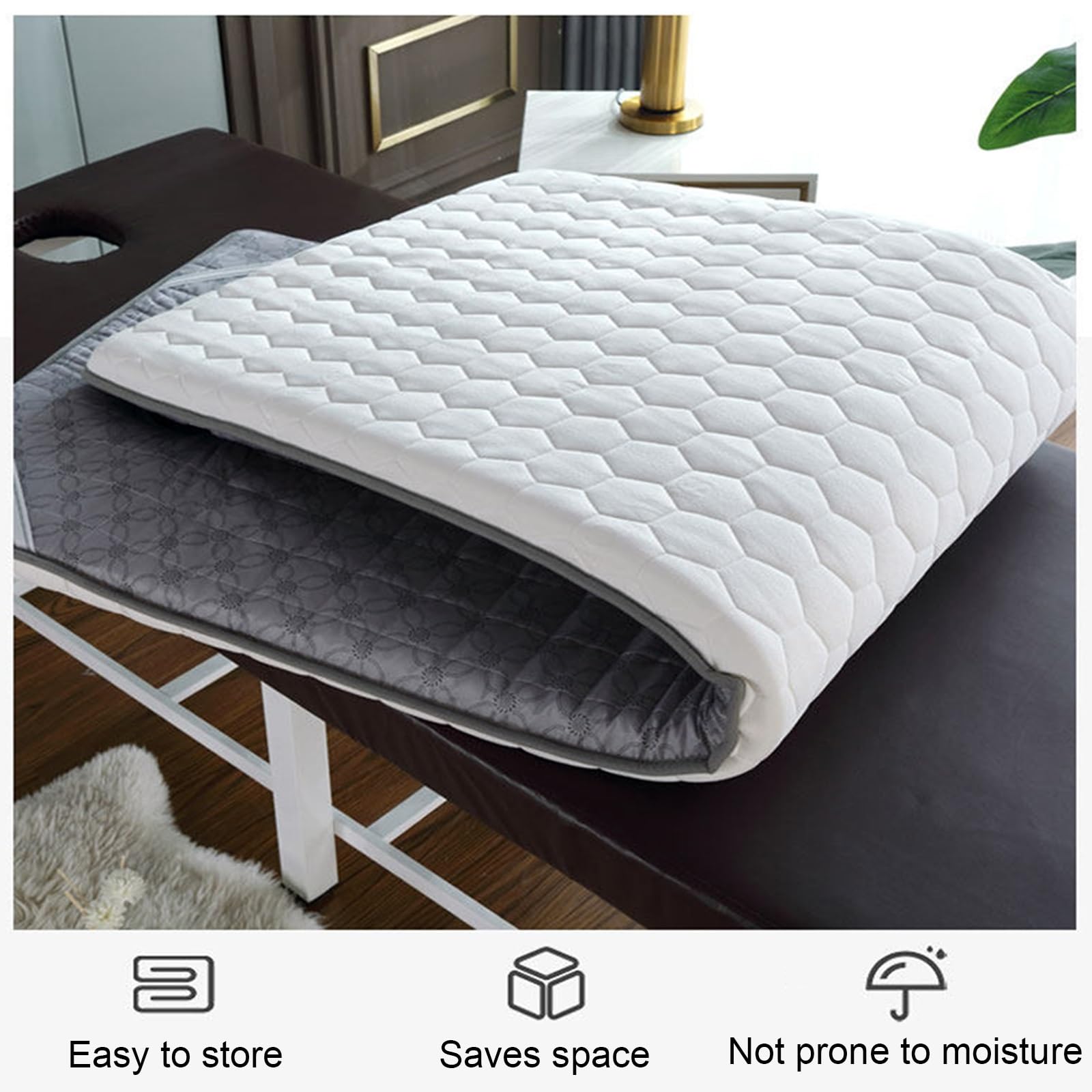 Sur matelas table massage avec trou visage, matelas table massage anti-dérapant, mousse latex matelas extension cils respirable, pour tables massage tatouage beauté spa(Gray A,190 X 80 X 4 CM)