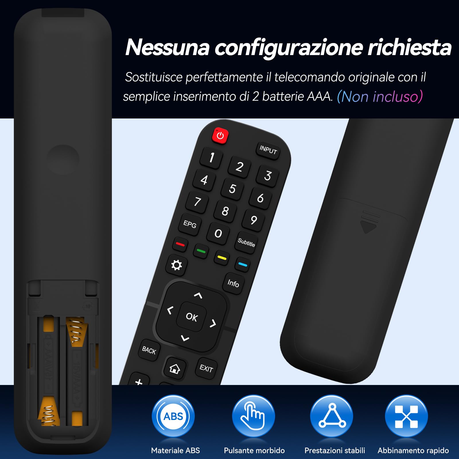 EN2BB27H EN2BB27HB Telecomando sostituito -VINABTY-fit per il telecomando Hisense TV EN2BB27M EN2BB27 H55A6100 H43A6120 H32AE5500 H32A5600 H50A6120 H55A6120 H43A5600 H58A6120