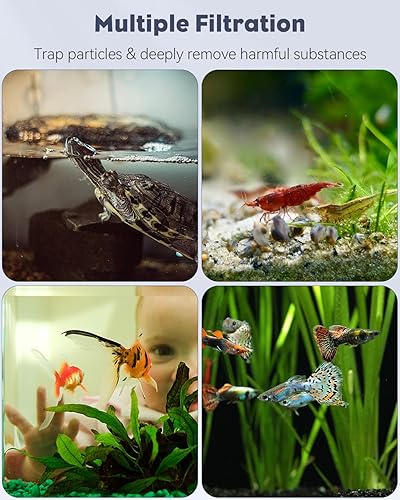 Miniatura 7 de Pawfly Filtro de acuario ultra silencioso para tanque de peces para acuarios de hasta 10 galones, filtro de alimentación colgante con bomba de agua