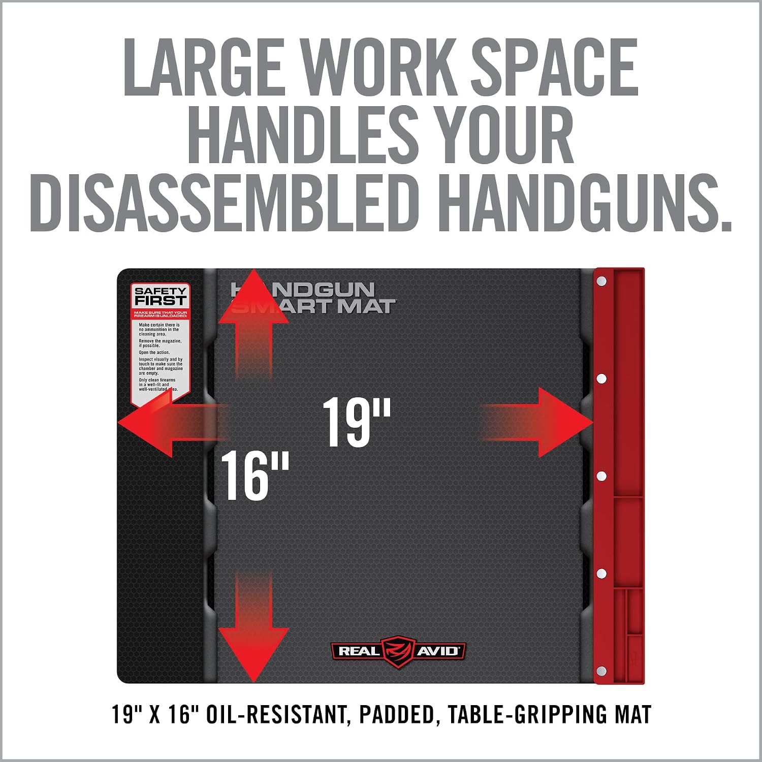 Real Avid Handgun Cleaning Kit | Includes Gun Cleaning Mat 19x16 with Magnetic Parts Tray & Gun Cleaning Supplies for 22, 357, 38, 380, 9mm, 40, 41, 44, 45 Caliber Pistols (Choose Style Below)