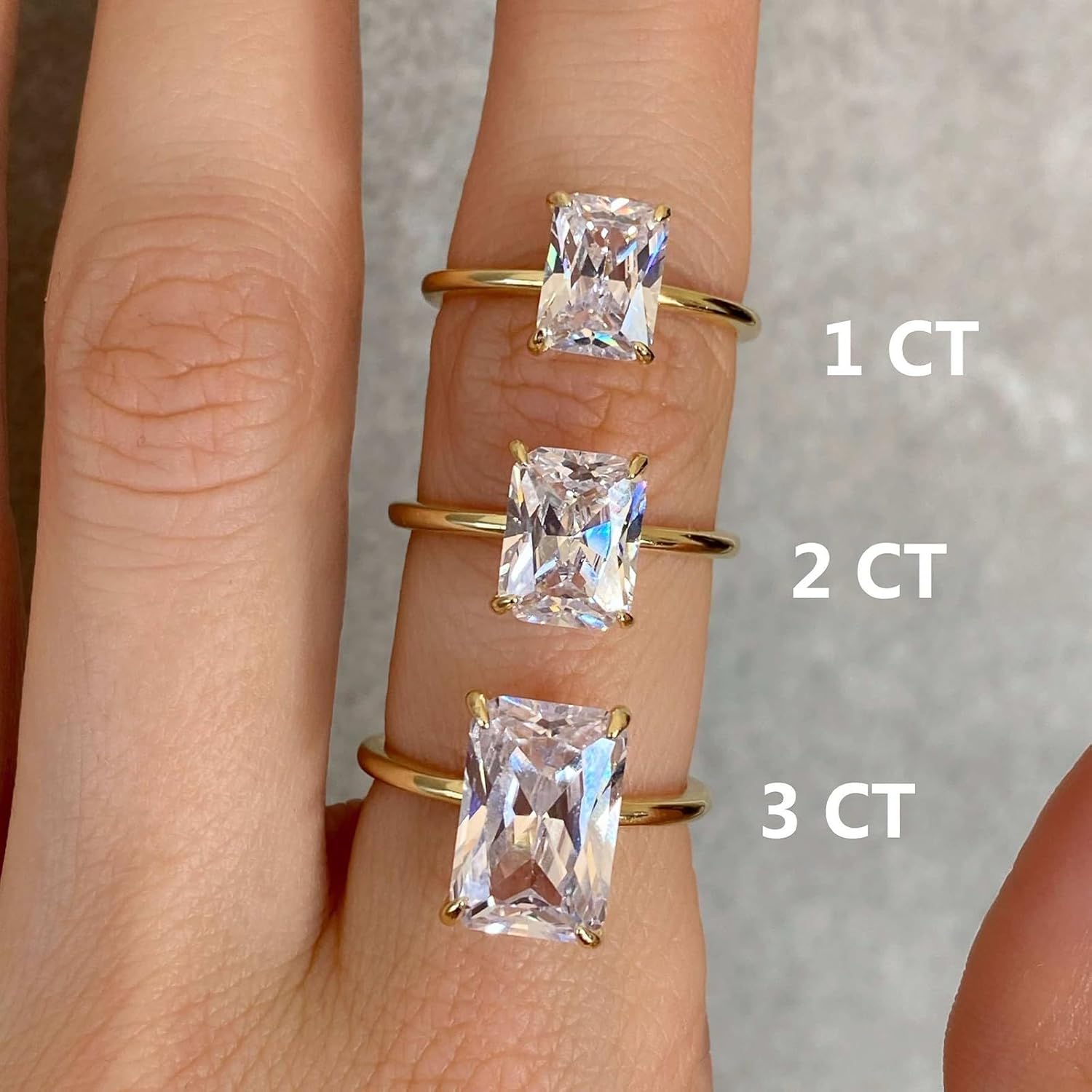 1ct/2ct/3ct Solid 10K 14K Gold Solitaire Radiant Cut Moissanite Engagement Ring for Women,D Color VVS1 Clarity Brilliant Cut Moissanite Wedding Bridal Promise Anniversary Ring Jewelry Gift