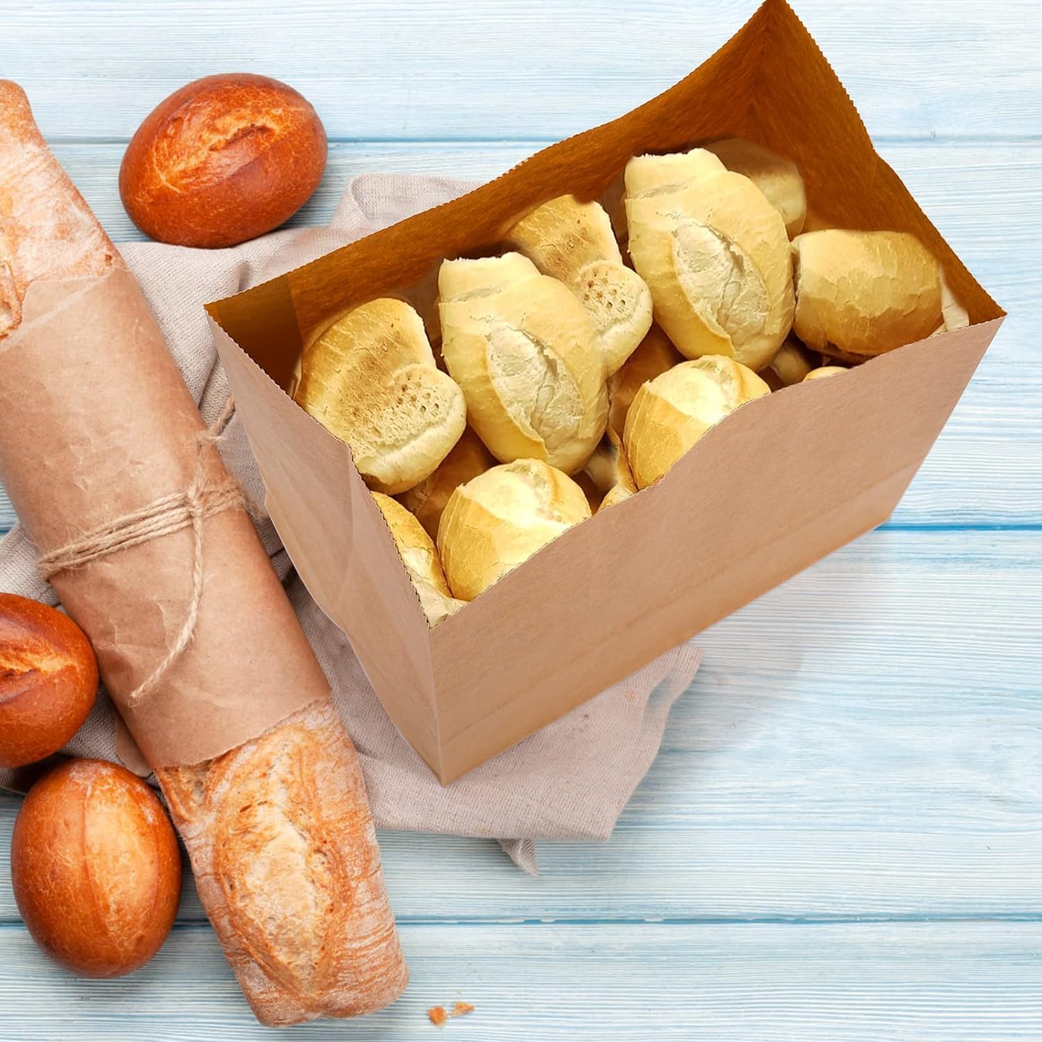 Bolsas De Papel Kraft Para Comida - 150 Unidades - 7x4.3x12.6 Pulgadas - Ideales Para Sándwiches O Snacks