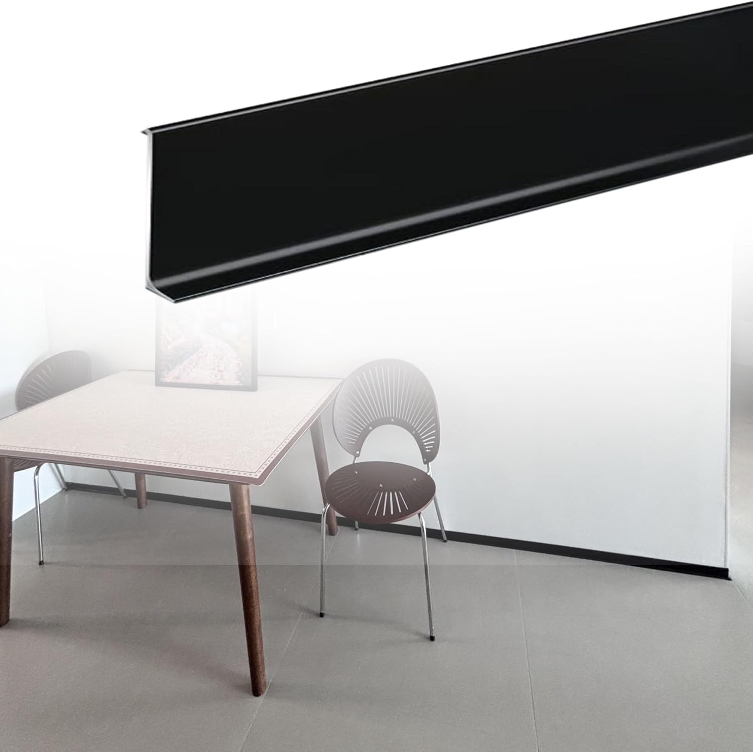 Waterproof Aluminum Alloy Baseboard Trim, Self-Adhesive Moulding for Wall & Floor, Ideal for Hotels, Commercial Spaces & Apartments, 4cm Height, 1pc