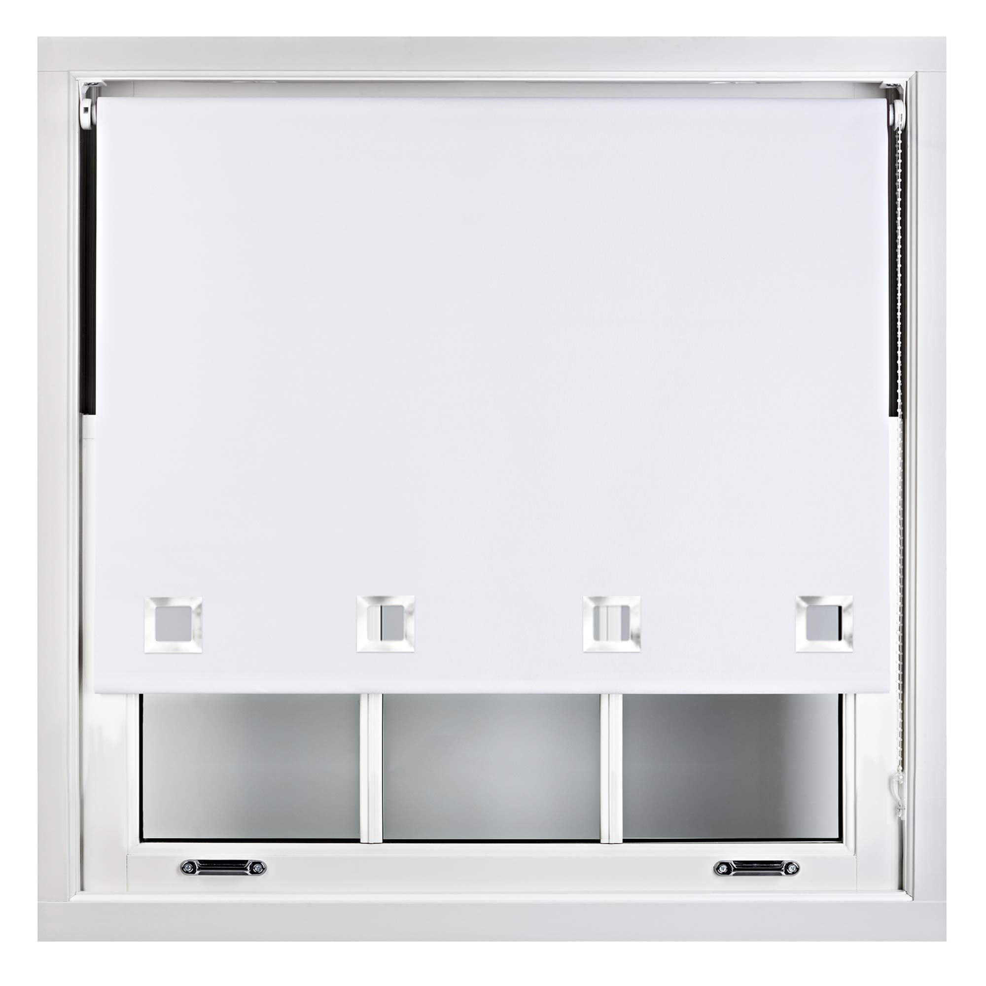 FURNISHED Blackout Roller Blinds with Large Square Eyelets - Made to Measure - White 180cm x 165cm
