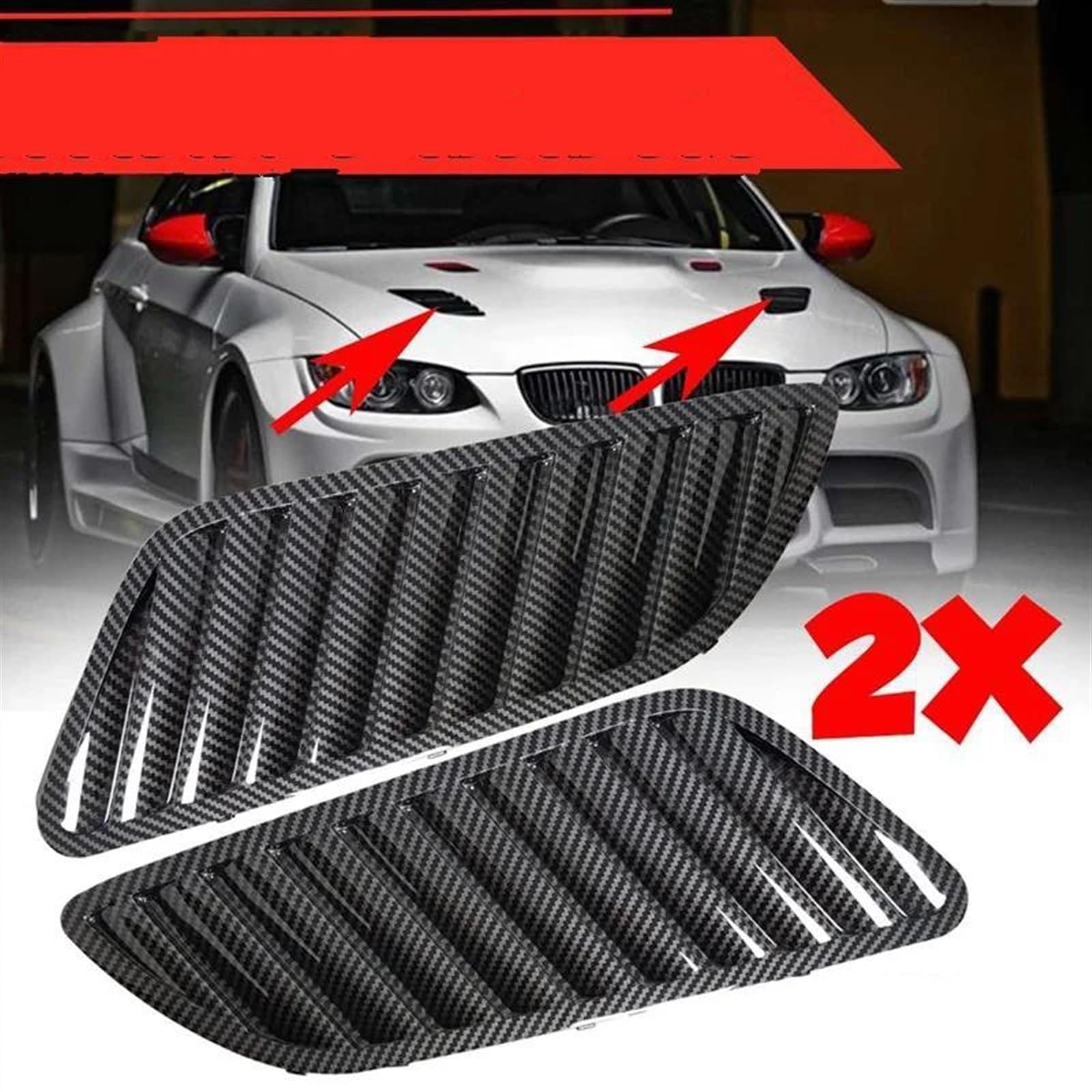 Auto Hauben Modifikations Entlüftung für BMW E90 E91 E92 F30 E46 DTM Style,Auto Motorhaube Entlüftungslamellen Air Scoop Bonnet Vent Cover