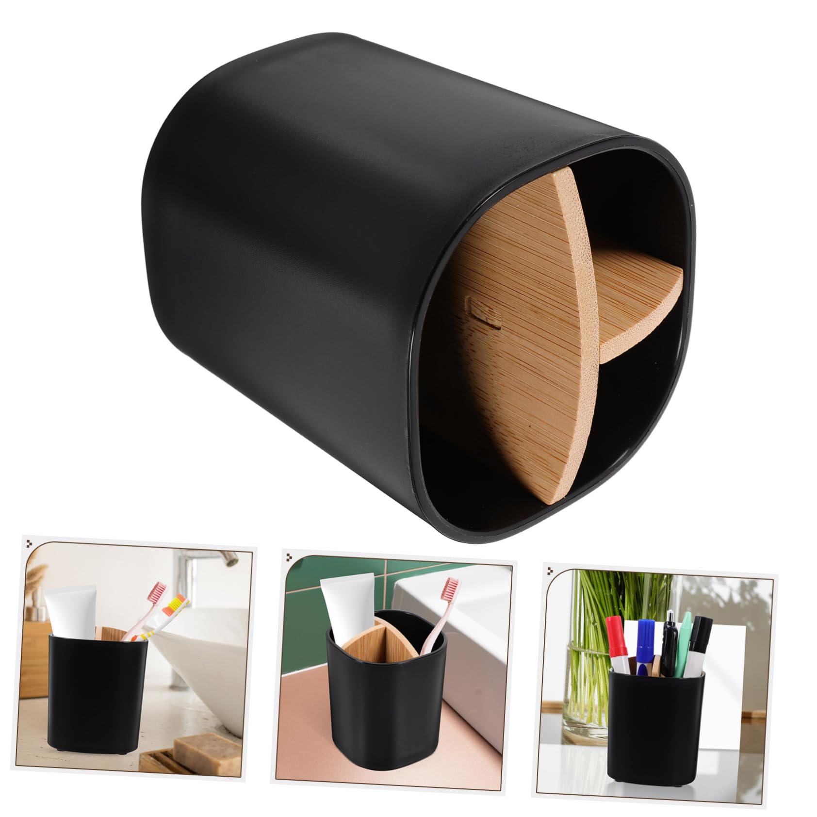 TOPBATHY 5 Piezas Soporte para cepillos de de bambú Soporte para cepillos de para baño portacepillos de esterilizado Soporte Pinceles Caja organizadora Maquillaje