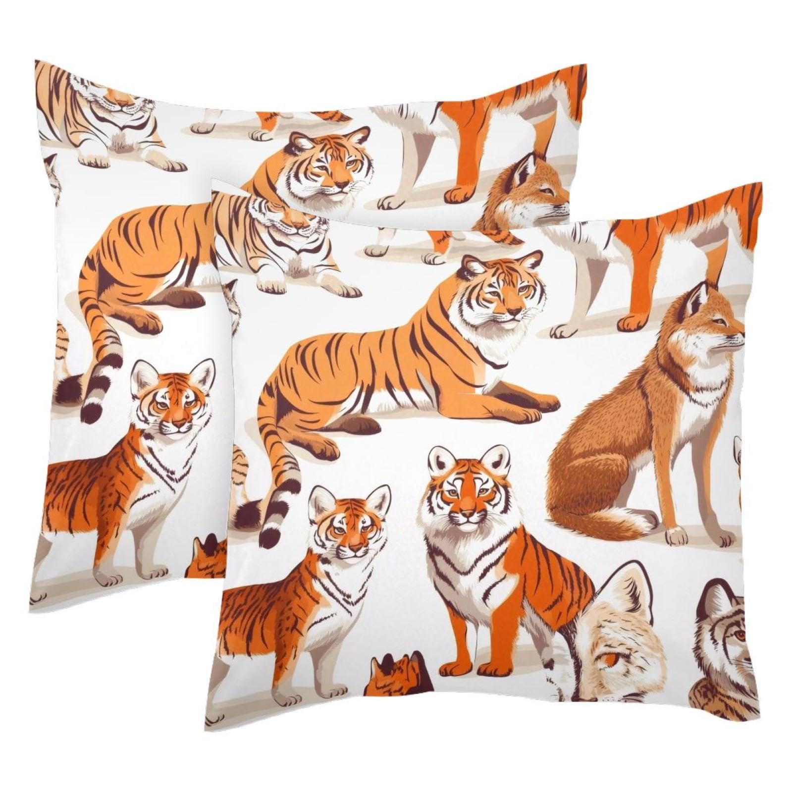 Housses de coussin velours tigre renard pour rénover et embellir vos vieux coussins