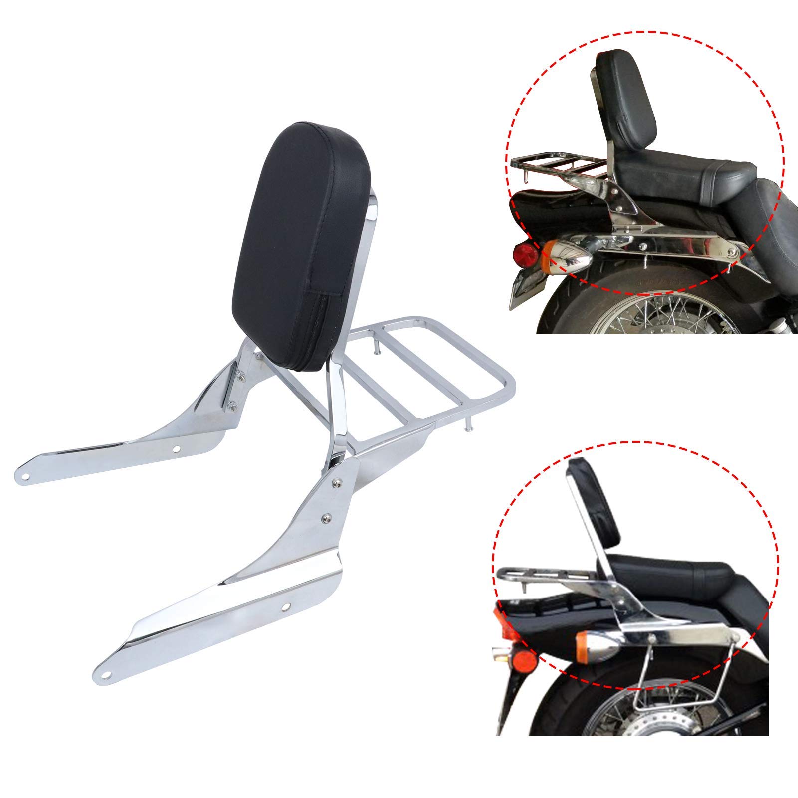 Buy MyLohas Sissy Bar Backrest & Luggage Rack for Honda Shadow VT 600