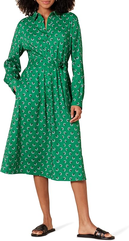 Amazon Essentials Women's Georgette Long Sleeve Midi Length Shirt Dress