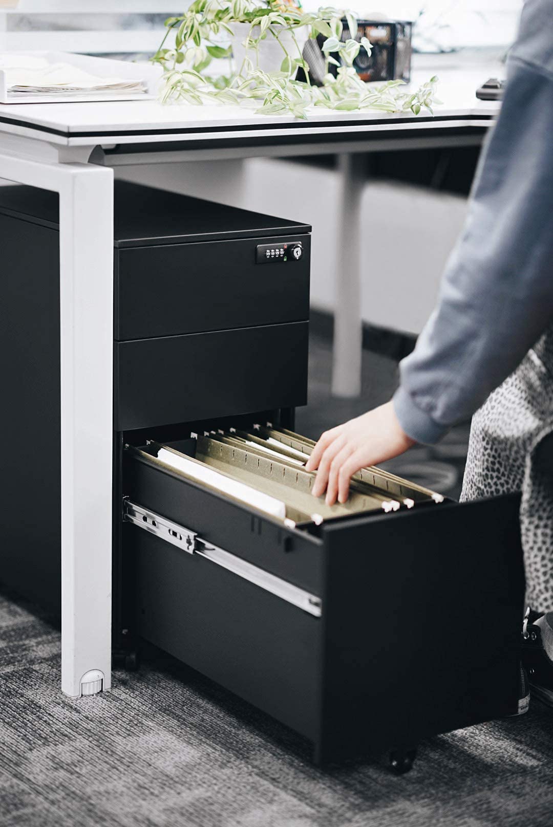 Buy Home Office Steel Under Desk 3 Drawer File Assembled