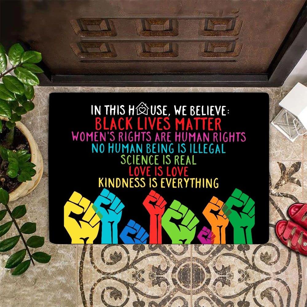 NA Door Mat Indoor In This House We Believe Doormat Right Kindness Inside Outside Front Door Mat housewarming gifts home decor