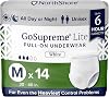 NorthShore GoSupreme Lite Incontinence Underwear, 6-Hour Pullup Style, Medium, 56 Count Case, Black, 30-40 inches, Unisex Adult Diapers