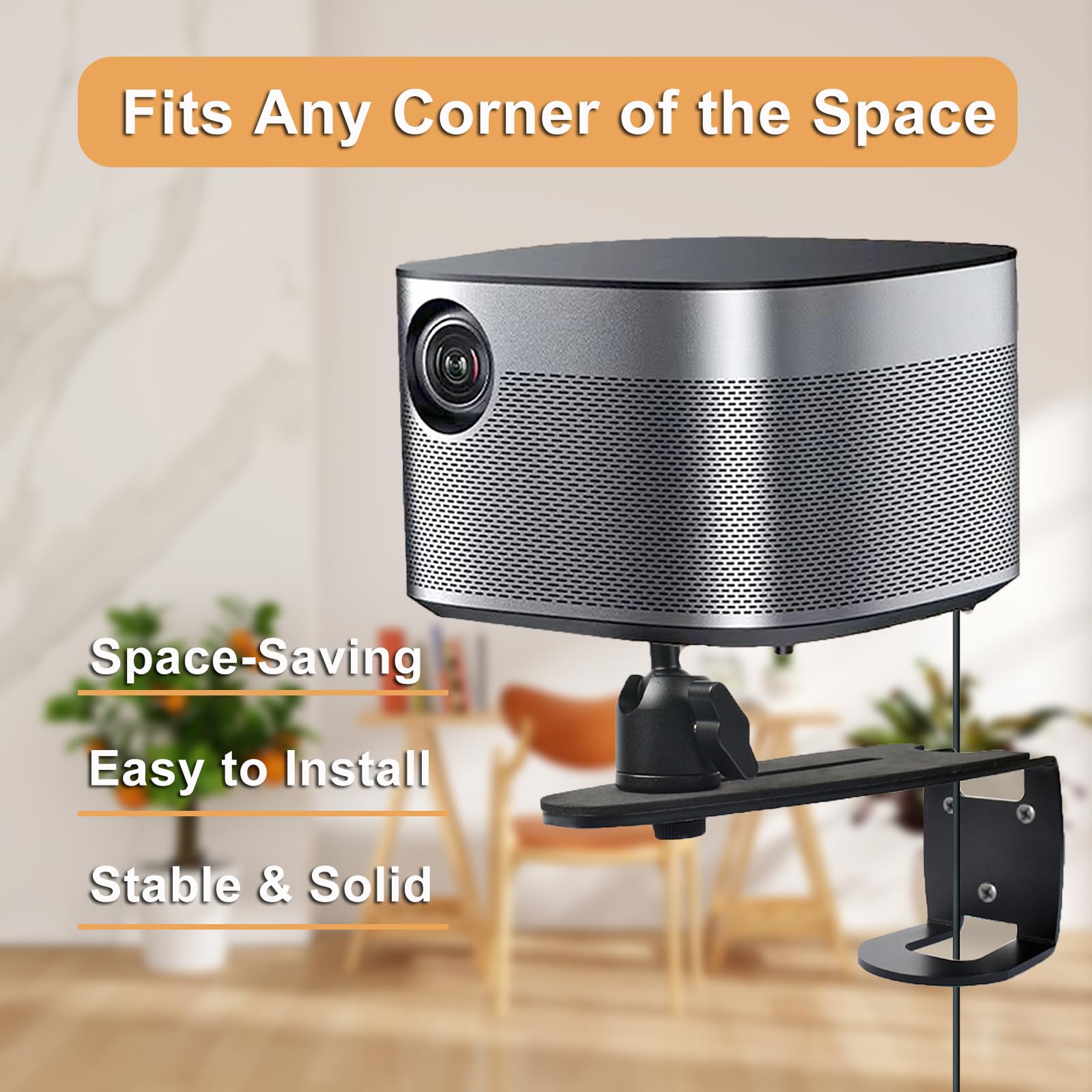 Beamer Halterung Verstellbarer, Beamer Ständer Wandhalterung, Projector Stand um 360° Drehbar, Multifunktionaler Beamer Halterung Decke, Universal Beamerhalterung für Wohn, Projektorhalter