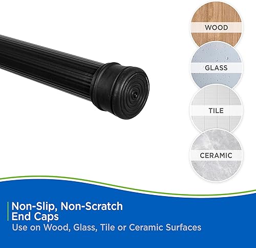 Miniatura 7 de Kenney KN609L5 Twist & Fit No Tools - Barra de cortina de ducha estándar con extremos antideslizantes, antideslizantes, longitud ajustable de 42-72