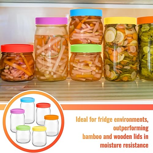 Miniatura 7 de 12 tapas de boca regular de silicona para frascos, tapas gruesas a prueba de fugas para frascos Mason de boca regular, tapas grandes reutilizables