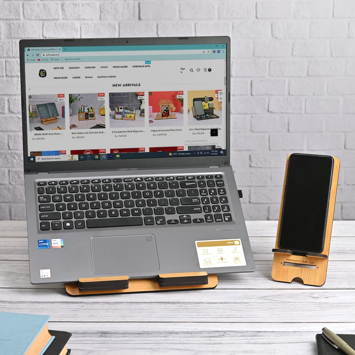 GKD Laptop Stand Wooden 2 in 1 Combo Pack of Laptop Riser and Phone Stand Compatible with MacBook dell hp Lenovo asus Apple Samsung Portable Laptop Stand Ergonomic (B09HCK5M11) Amazon Price History, Amazon Price Tracker