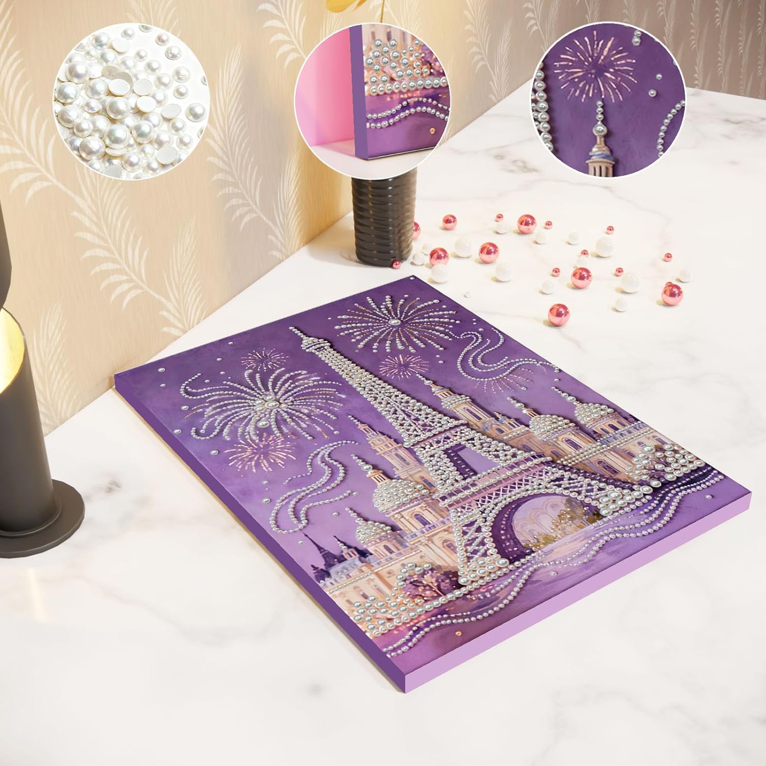POETRYDRAW DIY Diamond Pearl Painting Kit for Adults Castle, Beginner Friendly Craft Kits with Frame 30x40cm, Home Decor Housewarming Gift, Diamond Dots Beads Canvas Art for Wall Decor