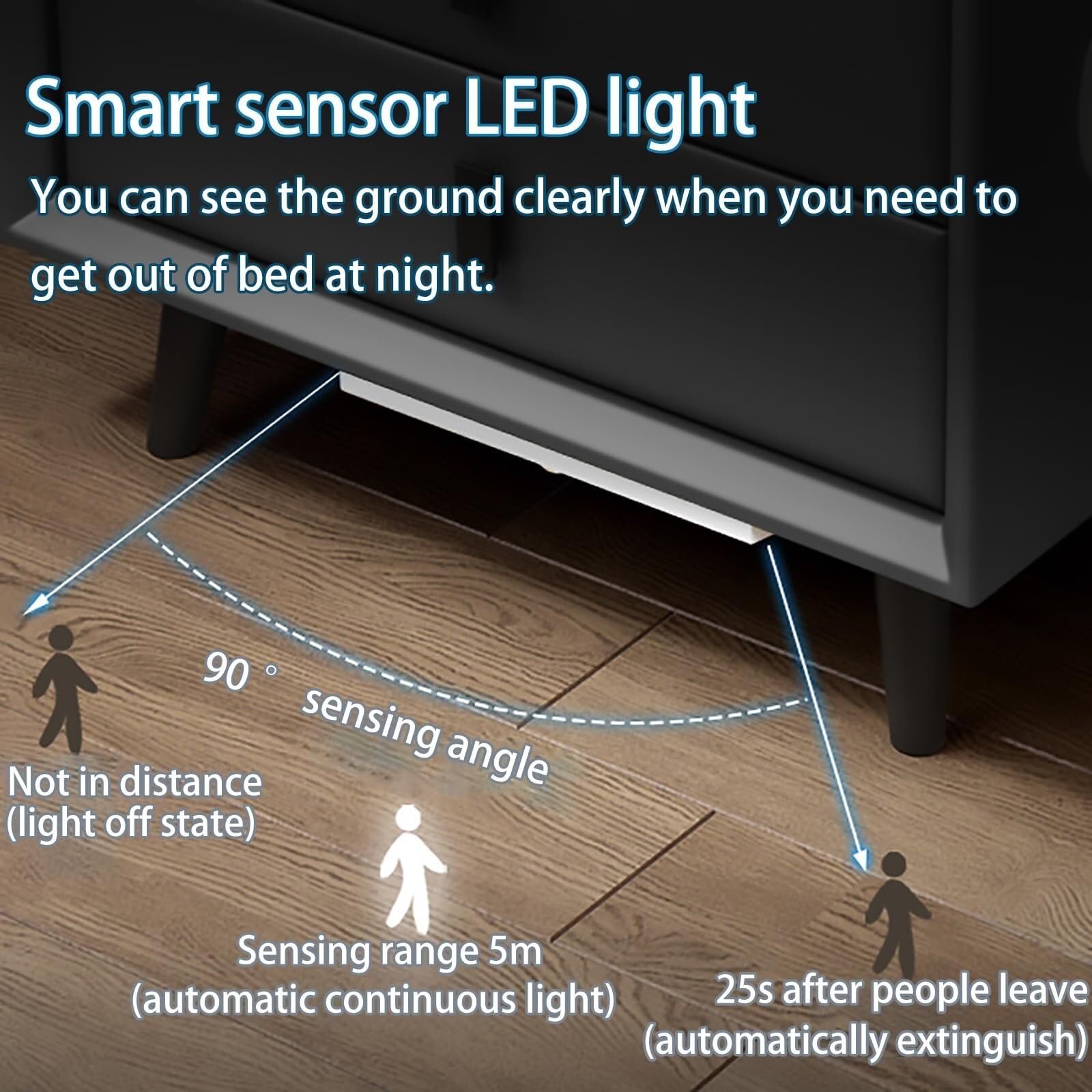 Głośnik Bluetooth, stolik nocny z 2 portami ładowania i światłami LED, wielofunkcyjna szafka do sypialni i salonu (szary nowoczesny design)