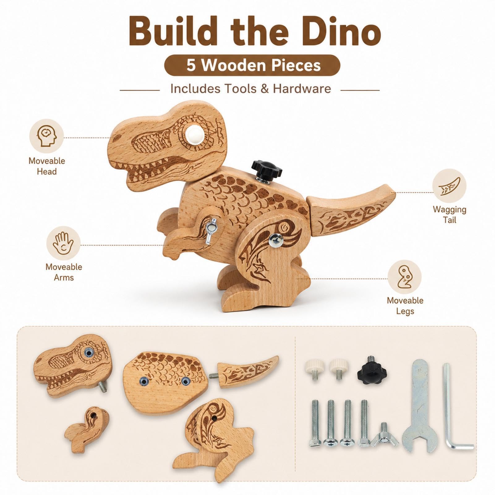 Dino Puzzle, mattoncini da costruzione educativi per l'apprendimento dei