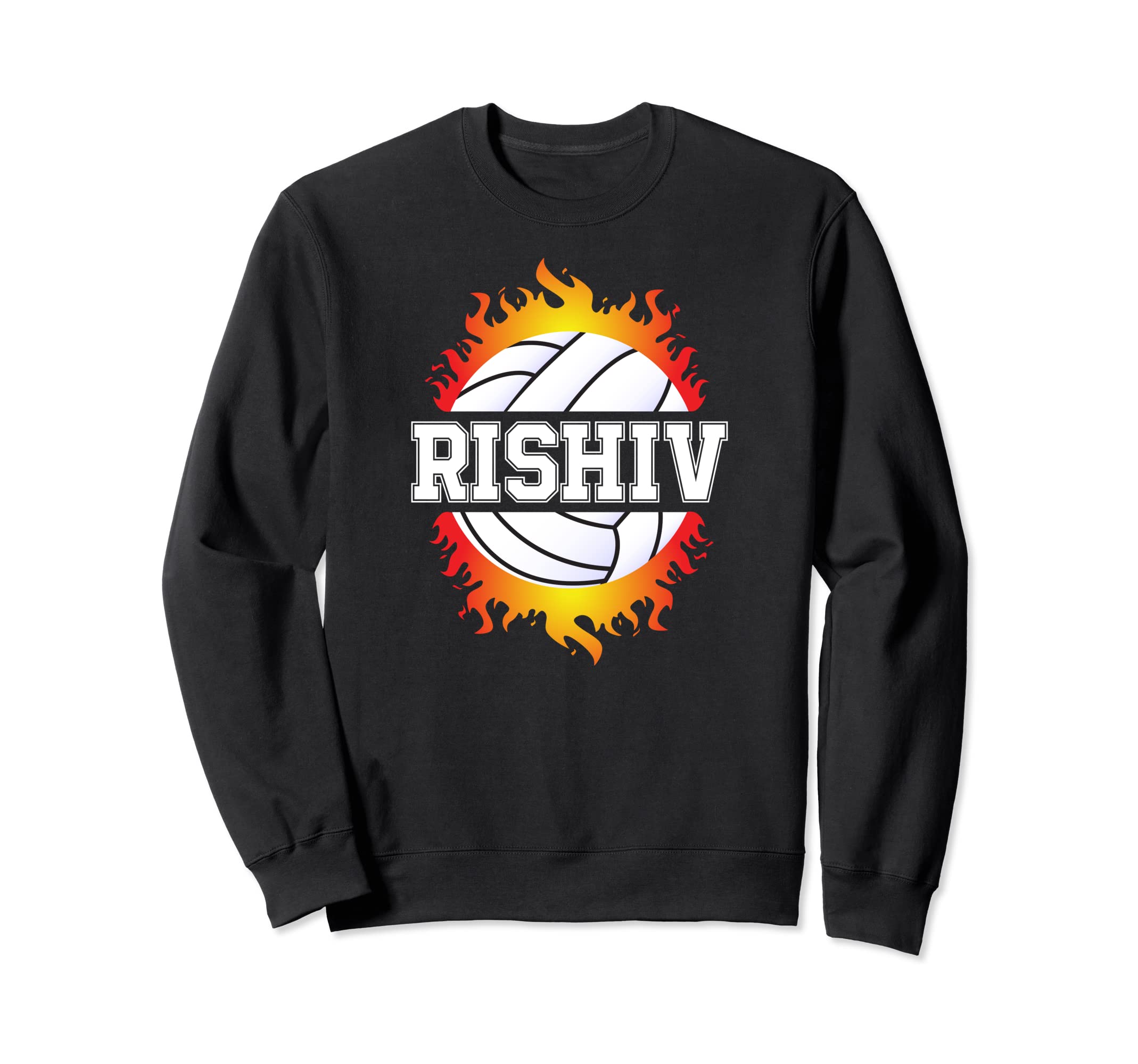 Rishiv Name Volleyball Player Boys Ball and Net Sports Fan Sweatshirt